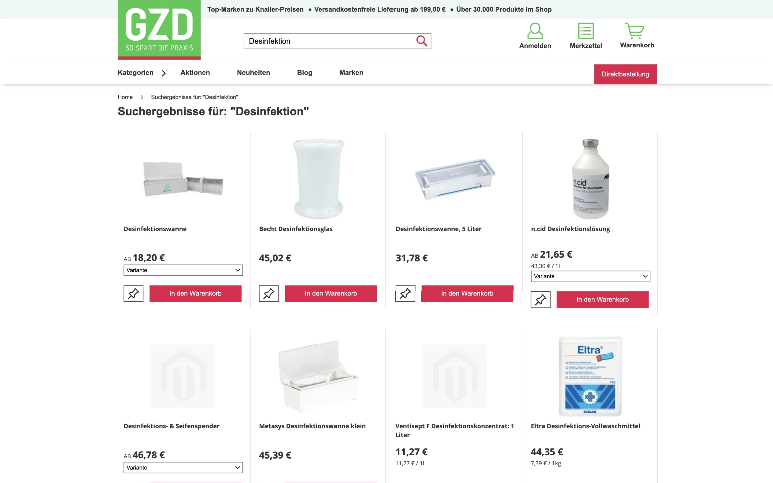 Screenshot-Beleg: Geiz Dental — Kriterium 1.2 Grundpreis / €-pro-Einheit