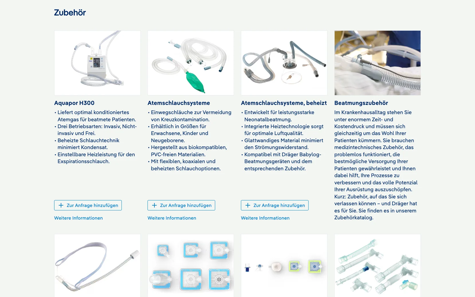 Screenshot-Beleg: Dräger — Kriterium 4.9 Passende Produkte & Zubehör