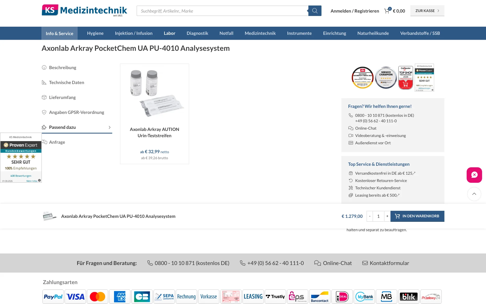 Screenshot-Beleg: KS Medizintechnik — Kriterium 4.9 Passende Produkte & Zubehör