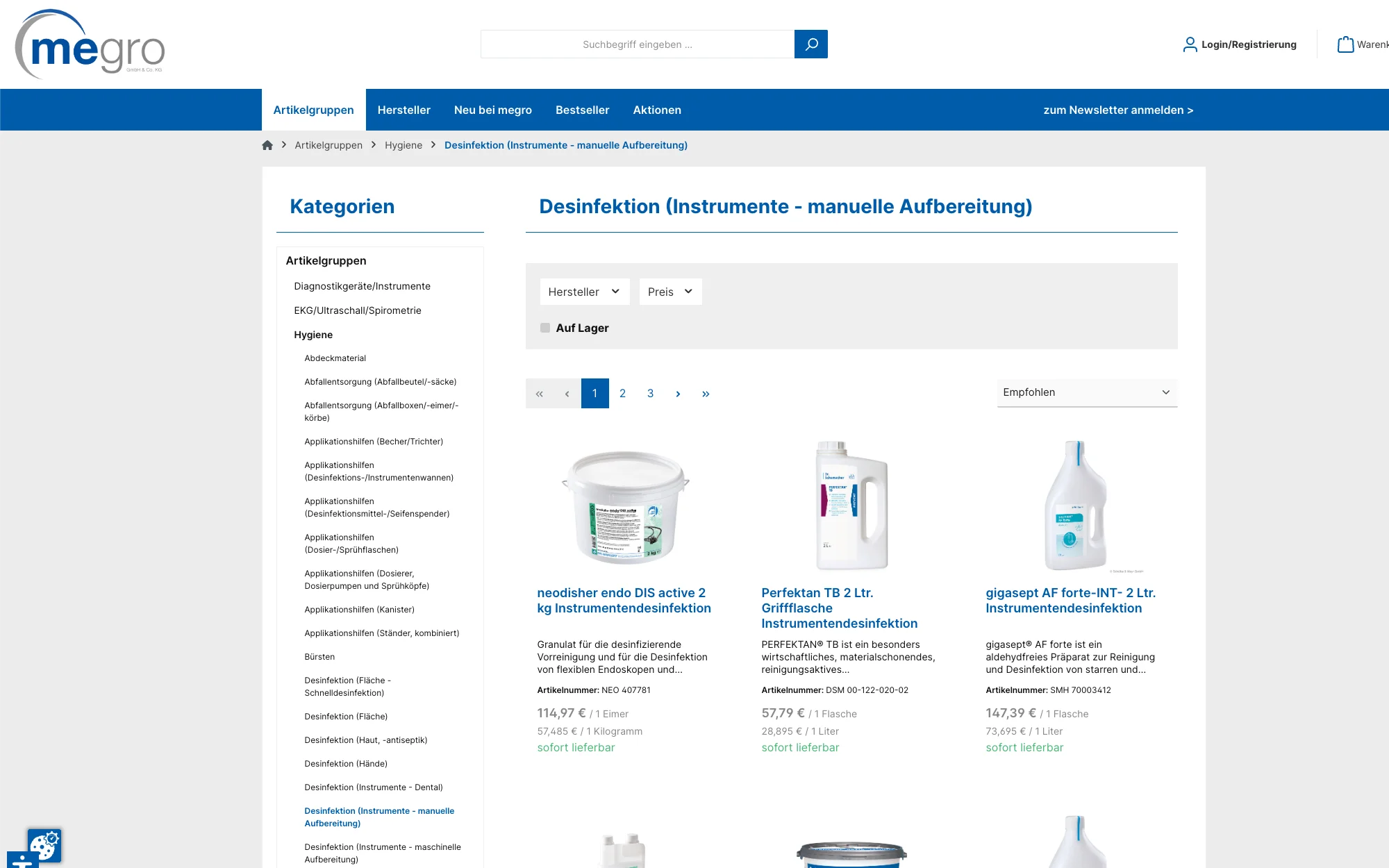 Screenshot-Beleg: Megro — Kriterium 1.2 Grundpreis / €-pro-Einheit