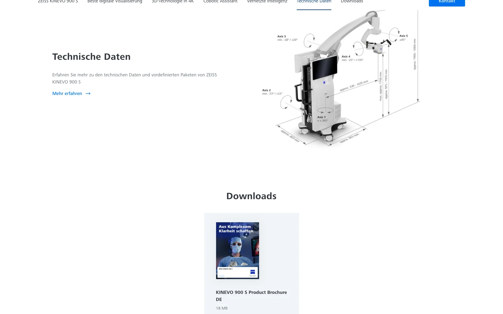 Screenshot-Beleg: Carl Zeiss Meditec — Kriterium 4.2 Tech. Dokumente downloadbar