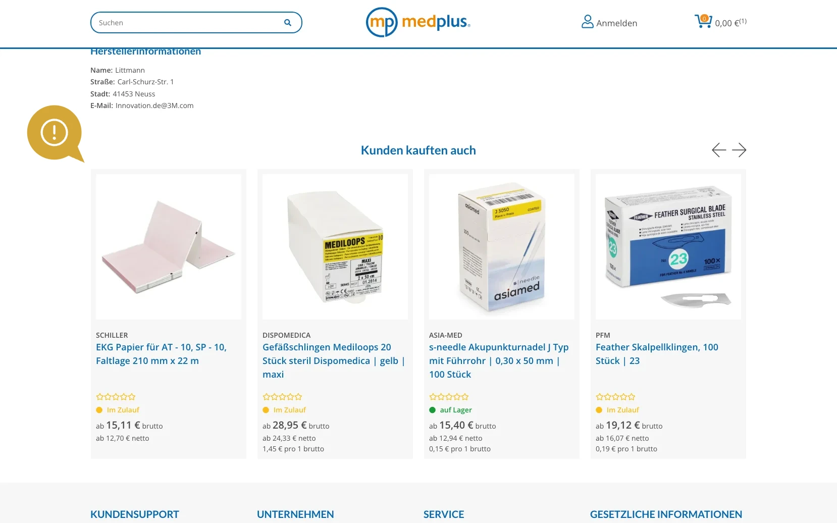 Screenshot-Beleg: medplus24 — Kriterium 4.9 Passende Produkte & Zubehör