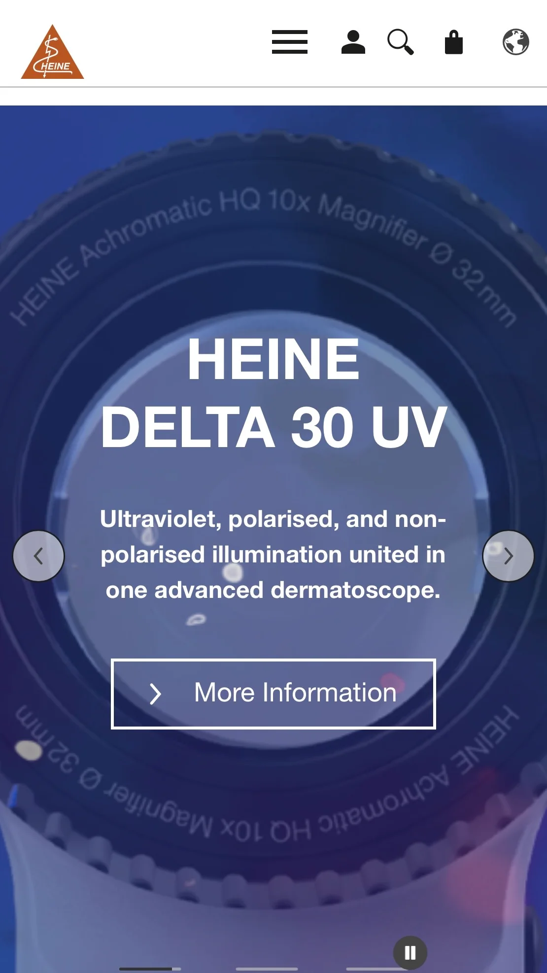 Screenshot-Beleg: Heine Optotechnik — Kriterium 7.5 Mobile Bedienbarkeit