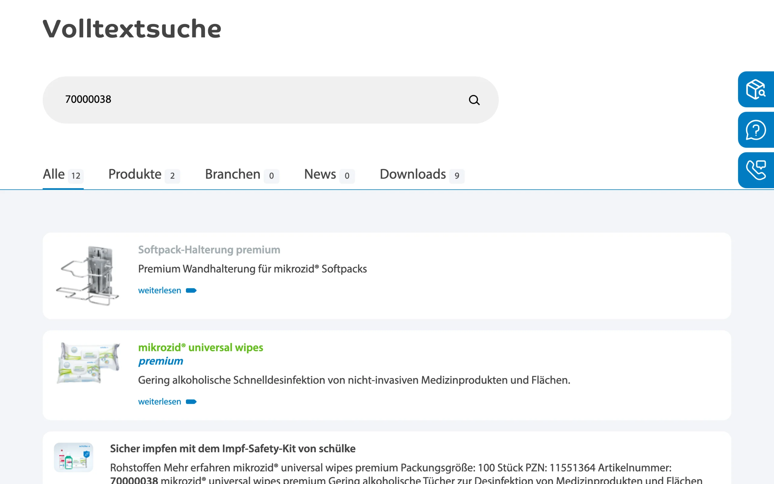 Screenshot-Beleg: Schülke & Mayr — Kriterium 2.2 Suche per Artikelnr./PZN/REF