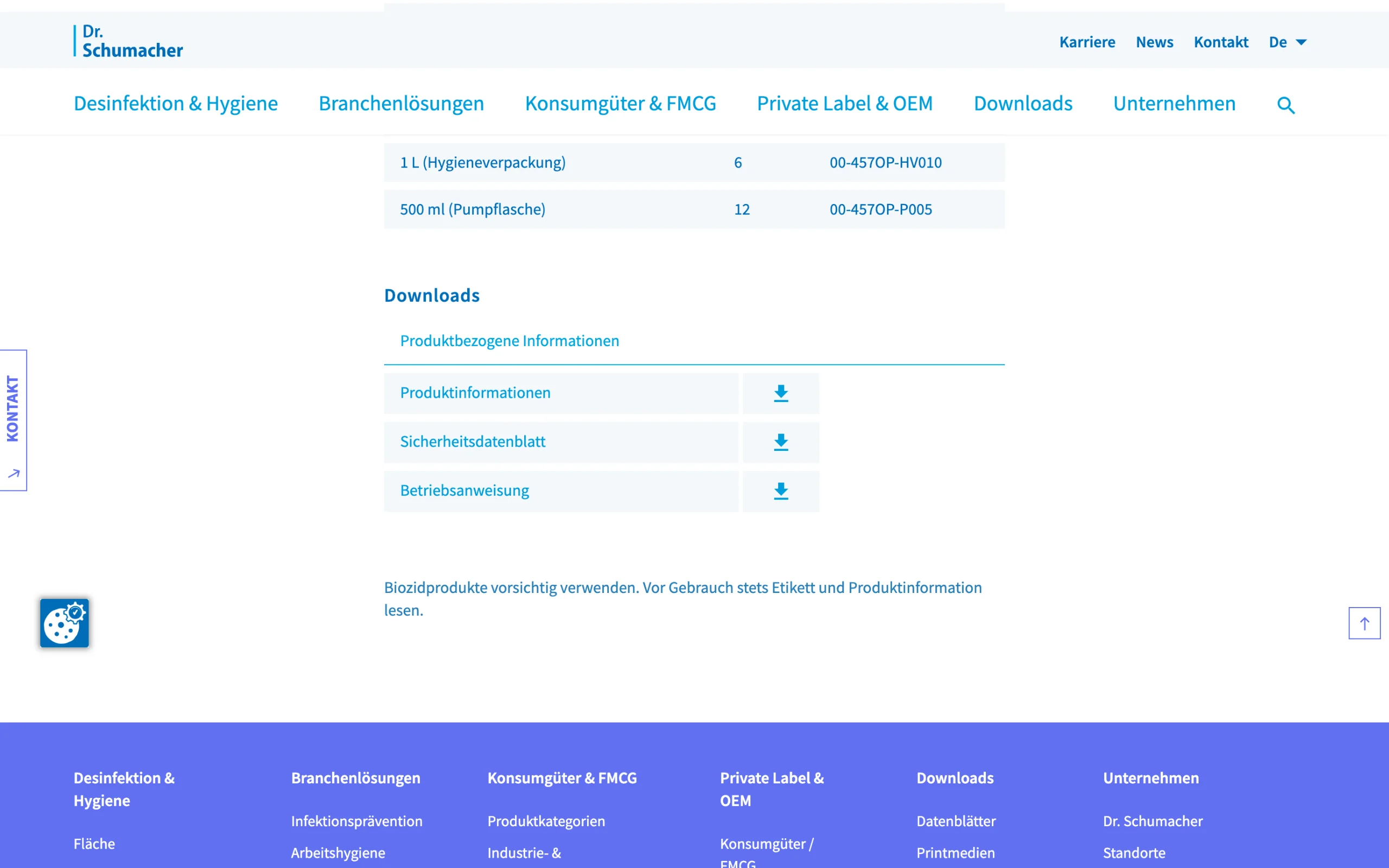 Screenshot-Beleg: Dr. Schumacher — Kriterium 4.2 Tech. Dokumente downloadbar