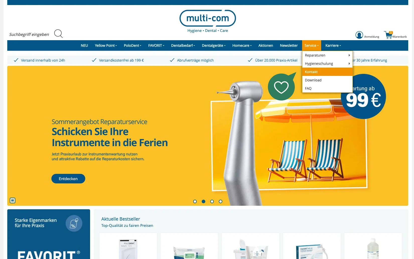 Screenshot-Beleg: multi-com — Kriterium 6.1 Kontaktmöglichkeiten präsent