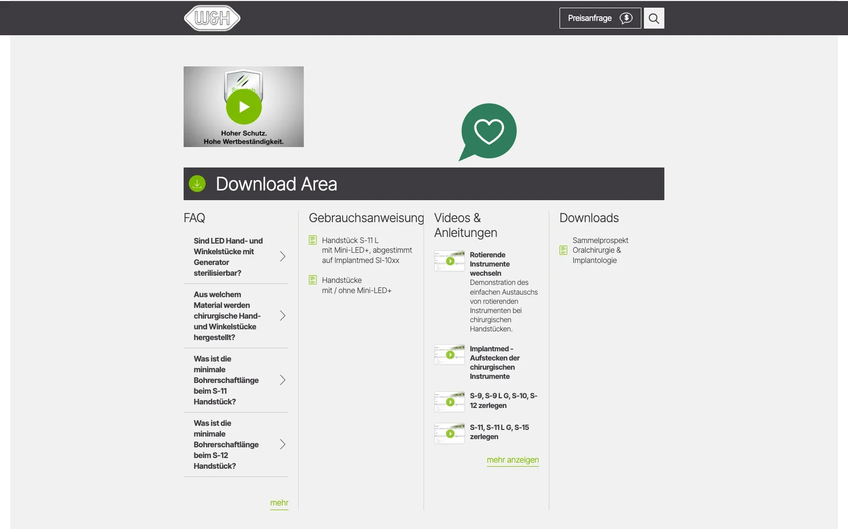 Screenshot-Beleg: W&H Dentalwerk — Kriterium 4.6 Anwendungs-/Demo-Video auf der Produktseite