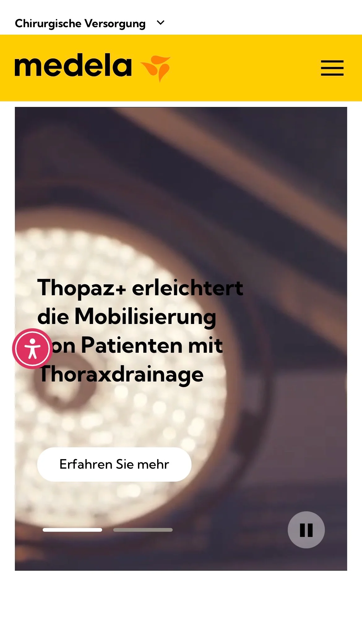 Screenshot-Beleg: Medela — Kriterium 7.5 Mobile Bedienbarkeit