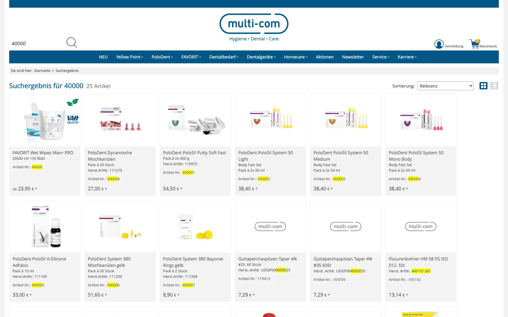 Screenshot-Beleg: multi-com — Kriterium 2.2 Suche per Artikelnr./PZN/REF