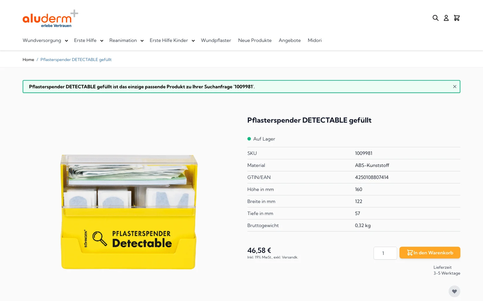 Screenshot-Beleg: Söhngen — Kriterium 2.2 Suche per Artikelnr./PZN/REF