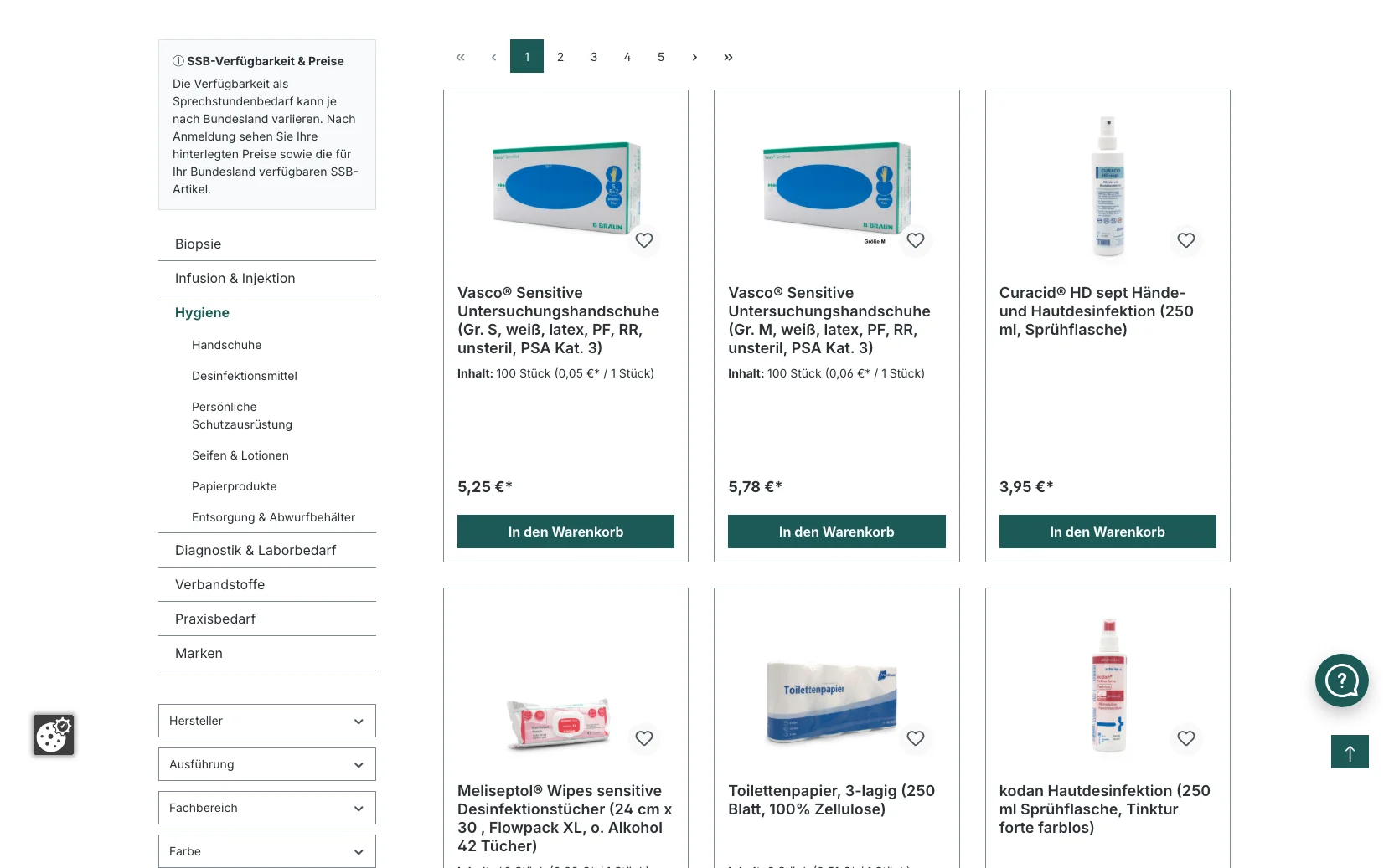 Screenshot-Beleg: embemed — Kriterium 3.3 Produktidentifikation in der Produktliste