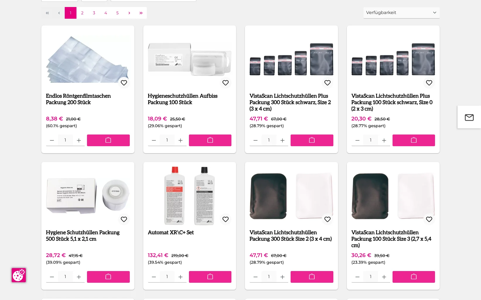 Screenshot-Beleg: Klapperzähnchen — Kriterium 4.4 Verpackungseinheit / Varianten