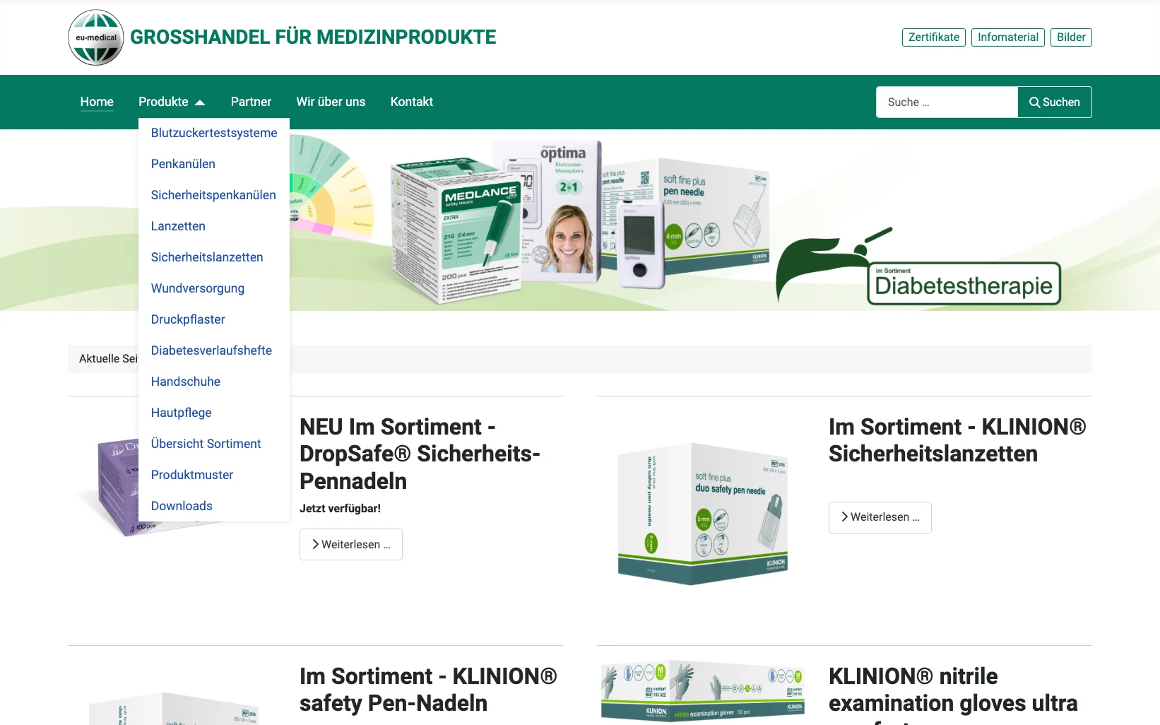 Screenshot-Beleg: Mediq Deutschland — Kriterium 2.4 Mega-Menü / Hauptnavigation