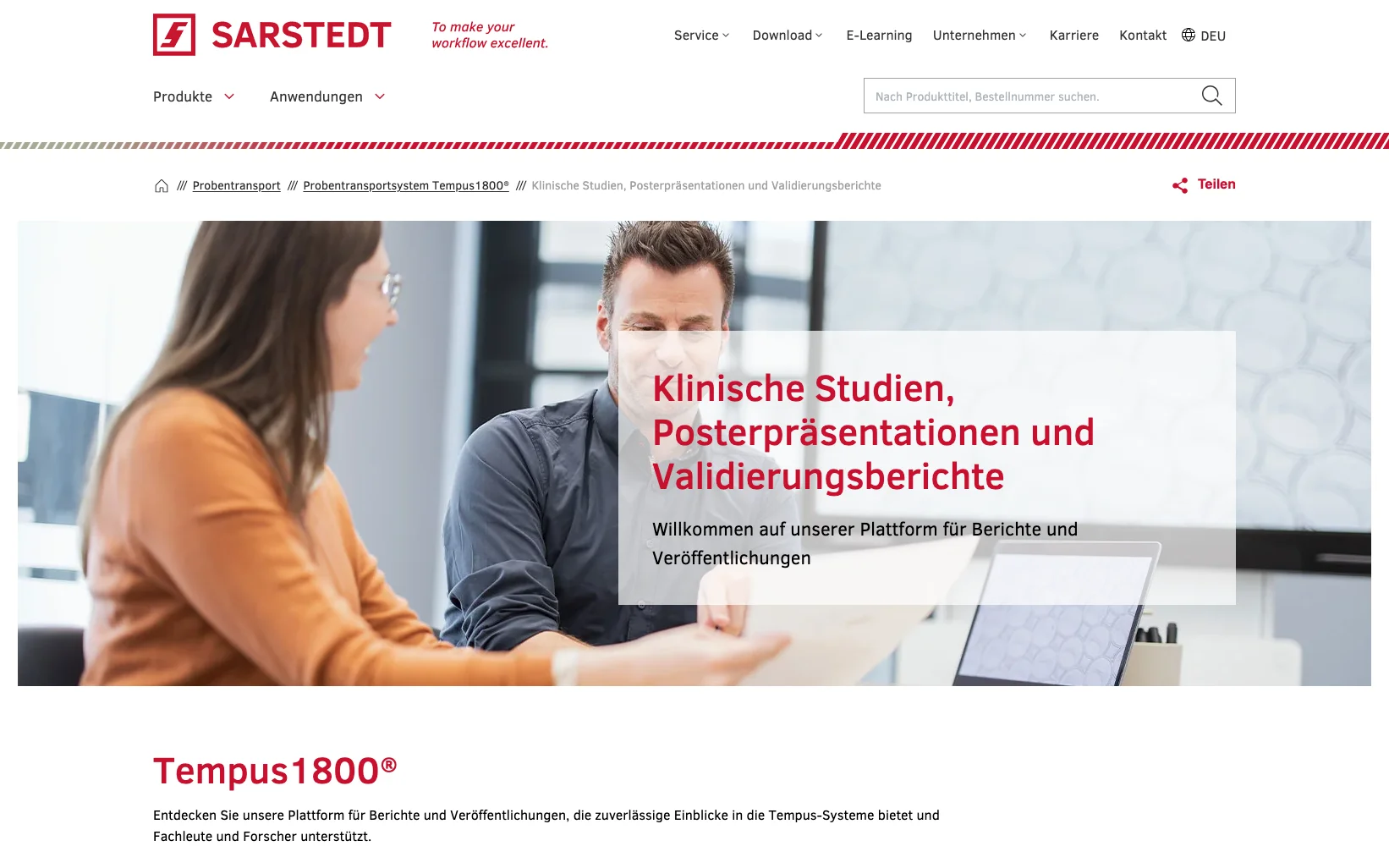 Screenshot-Beleg: Sarstedt — Kriterium 4.5 Klinische Studien / Evidenz