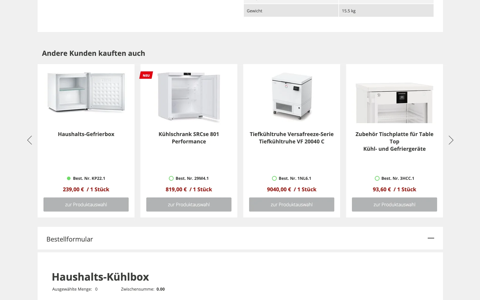 Screenshot-Beleg: Carl Roth — Kriterium 4.9 Passende Produkte & Zubehör