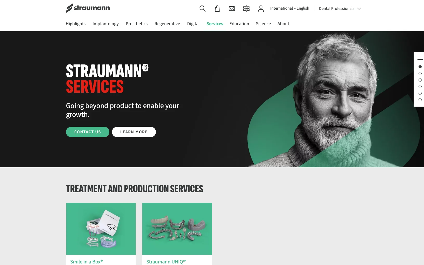 Screenshot-Beleg: Straumann Group — Kriterium 6.1 Kontaktmöglichkeiten präsent