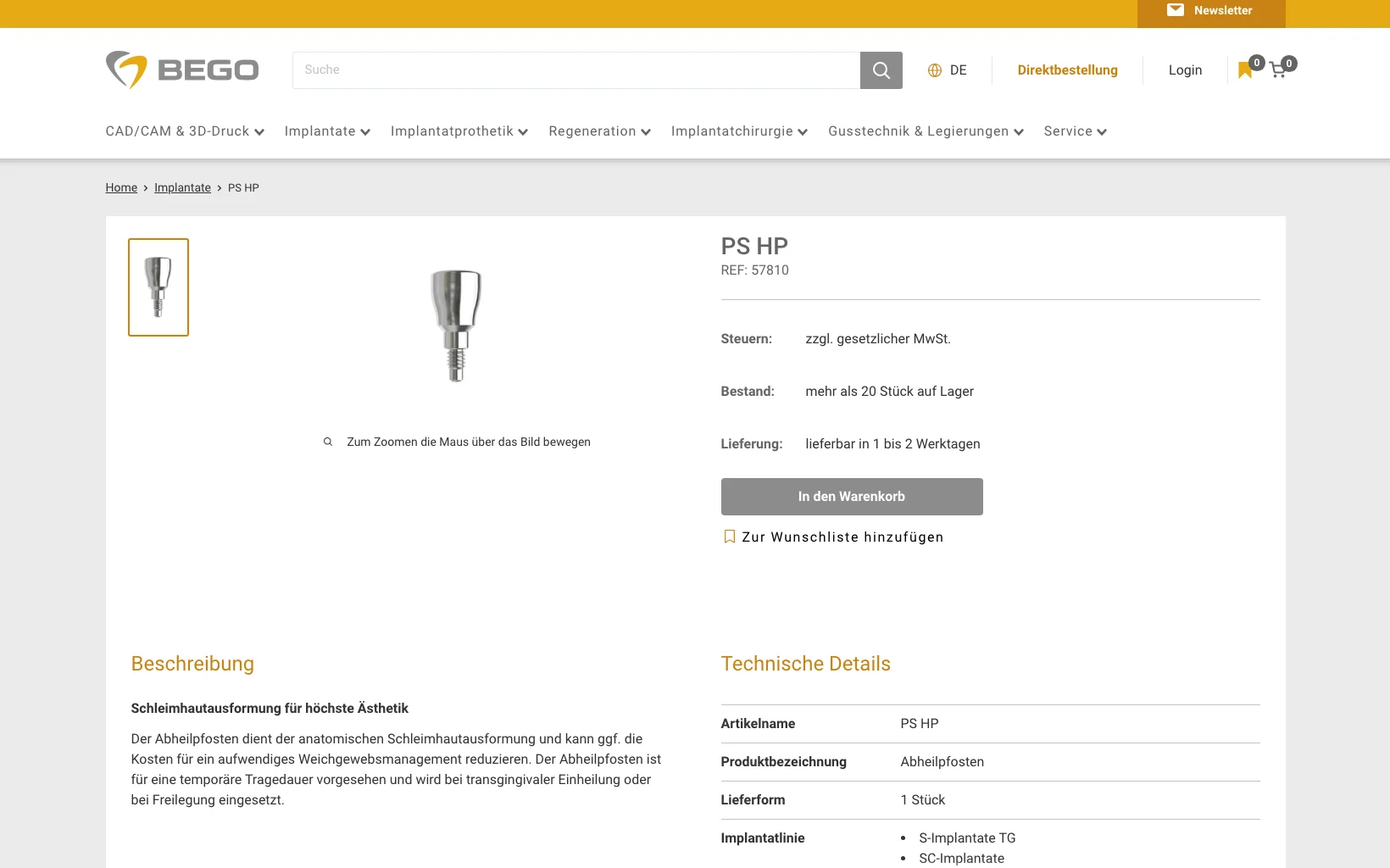 Screenshot-Beleg: BEGO — Kriterium 5.1 „Wo kaufen"-Info auf Site