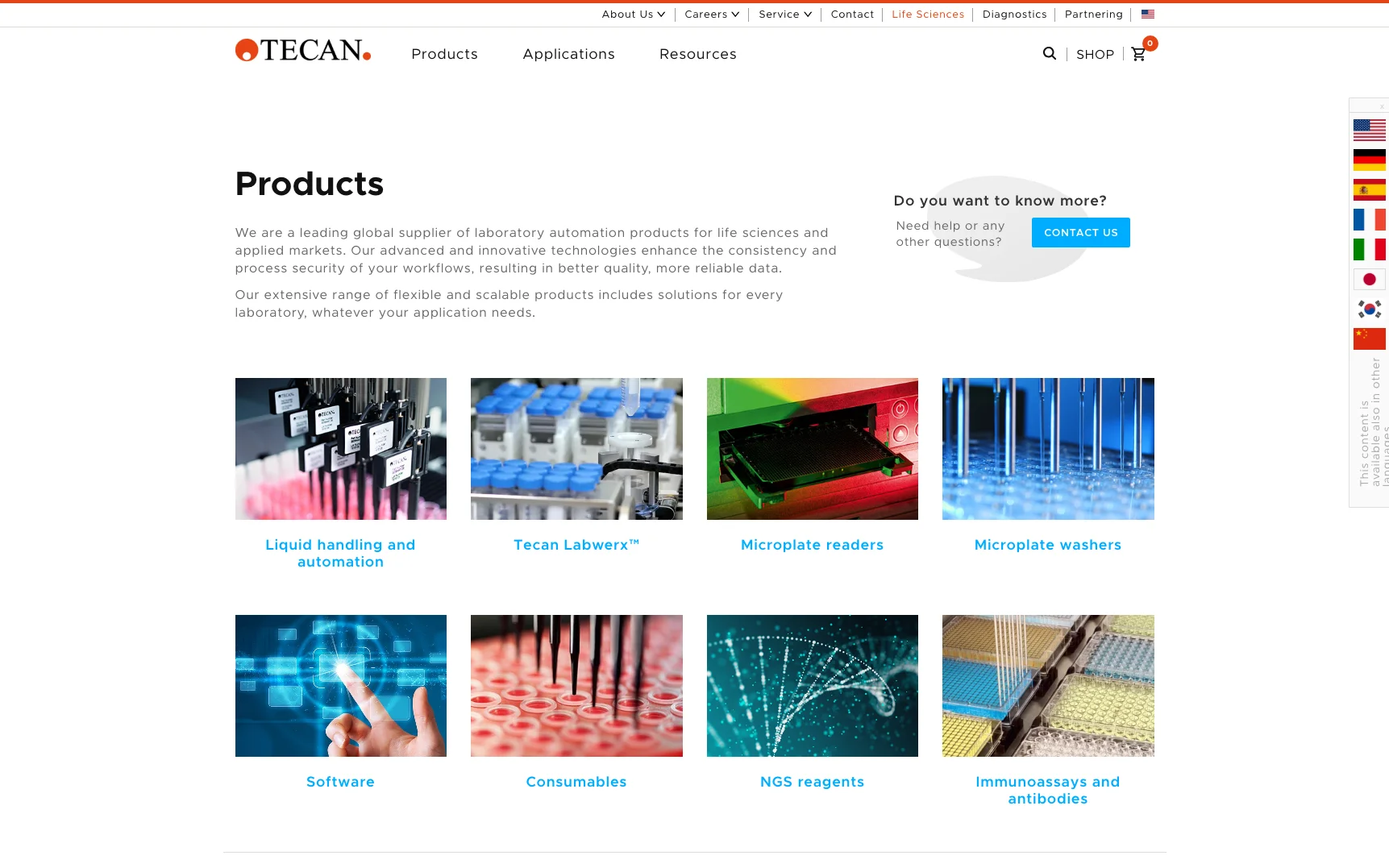 Screenshot-Beleg: Tecan — Kriterium 1.1 Öffentlicher Katalog-Zugang