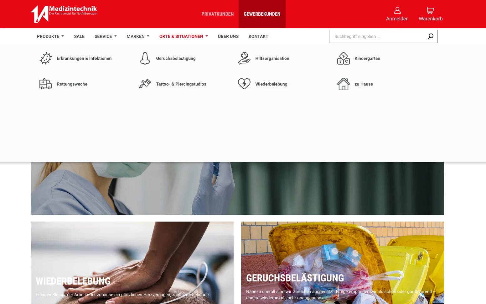 Screenshot-Beleg: 1a-medizintechnik — Kriterium 6.7 Content-/Ratgeber-Bereich