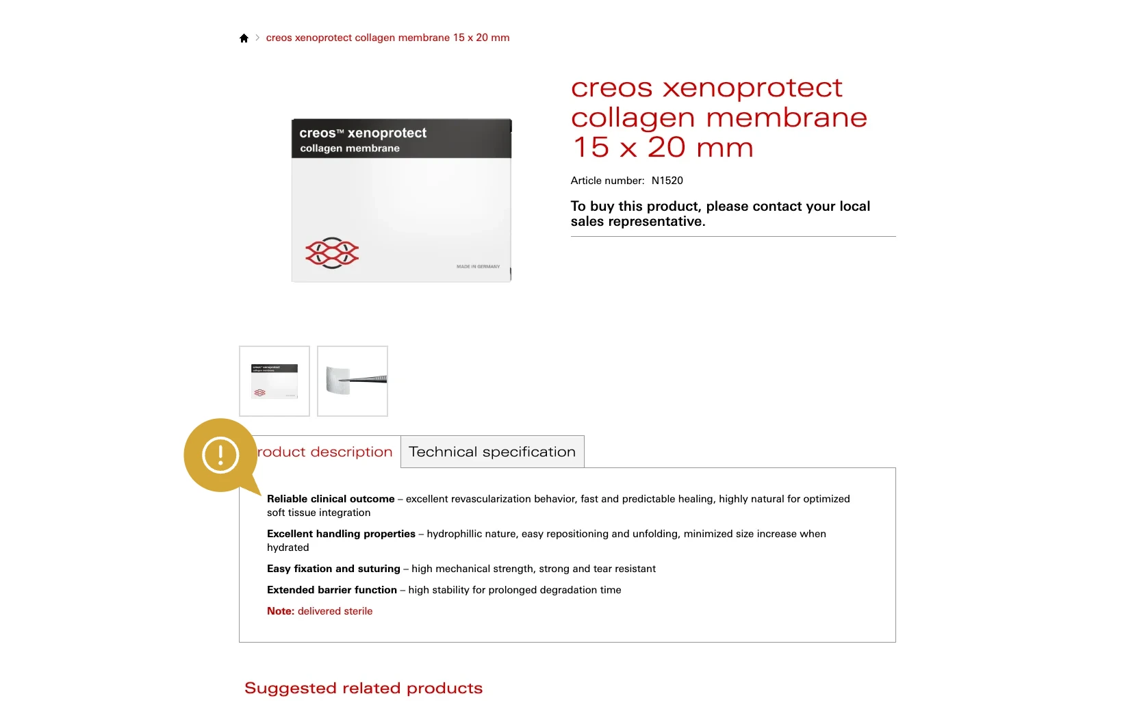 Screenshot-Beleg: Nobel Biocare — Kriterium 4.5 Klinische Studien / Evidenz