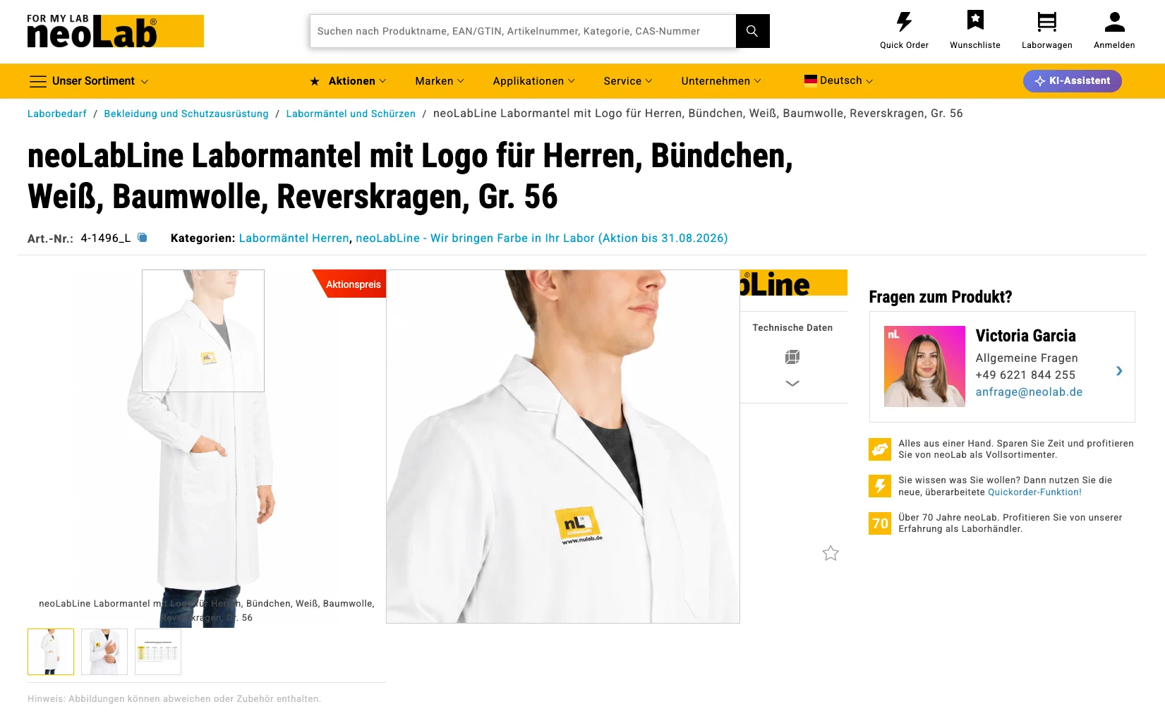 Screenshot-Beleg: neoLab — Kriterium 4.1 Mehrere Bilder + Zoom (360°)