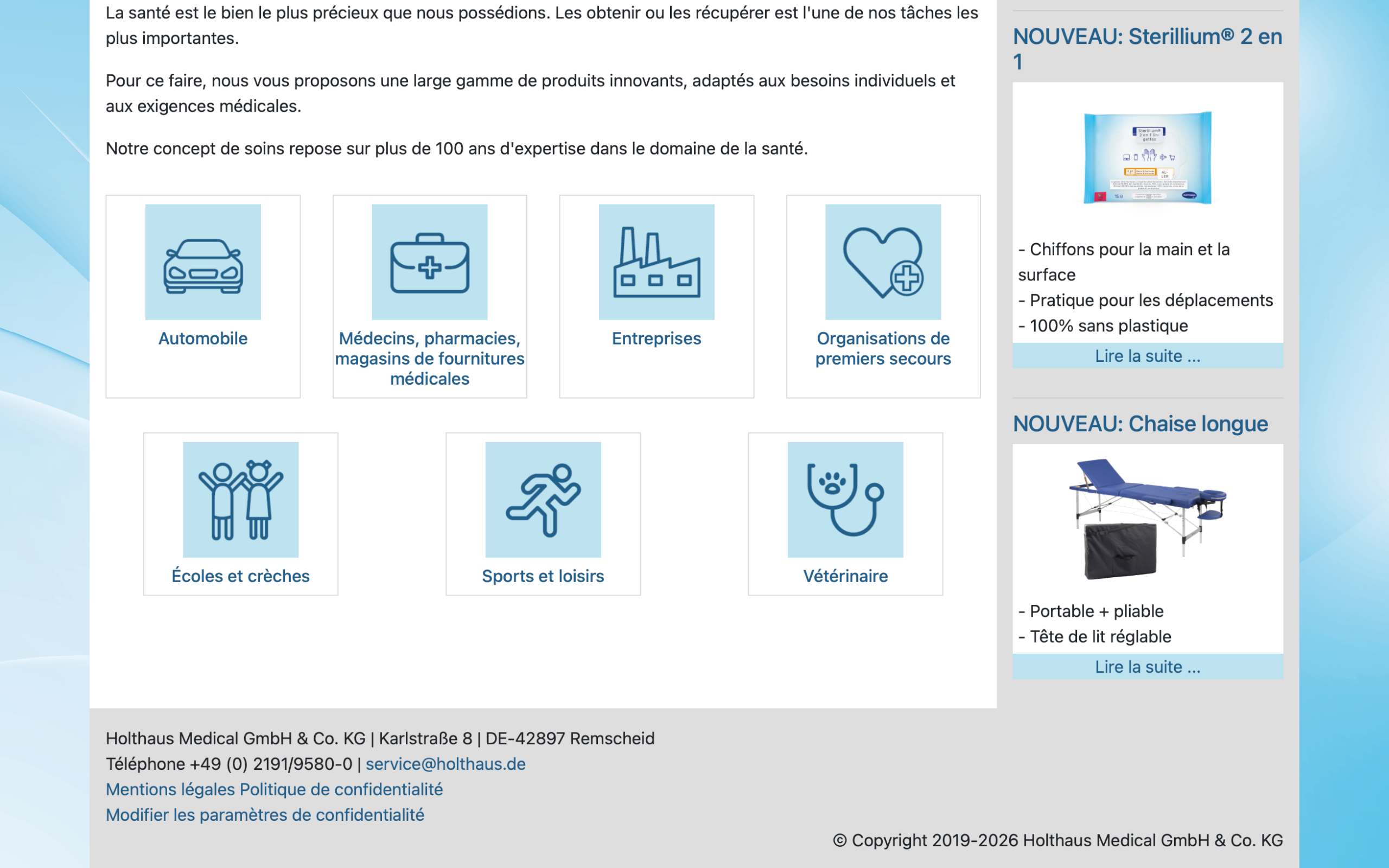 Screenshot-Beleg: Holthaus Medical — Kriterium 6.1 Kontaktmöglichkeiten präsent