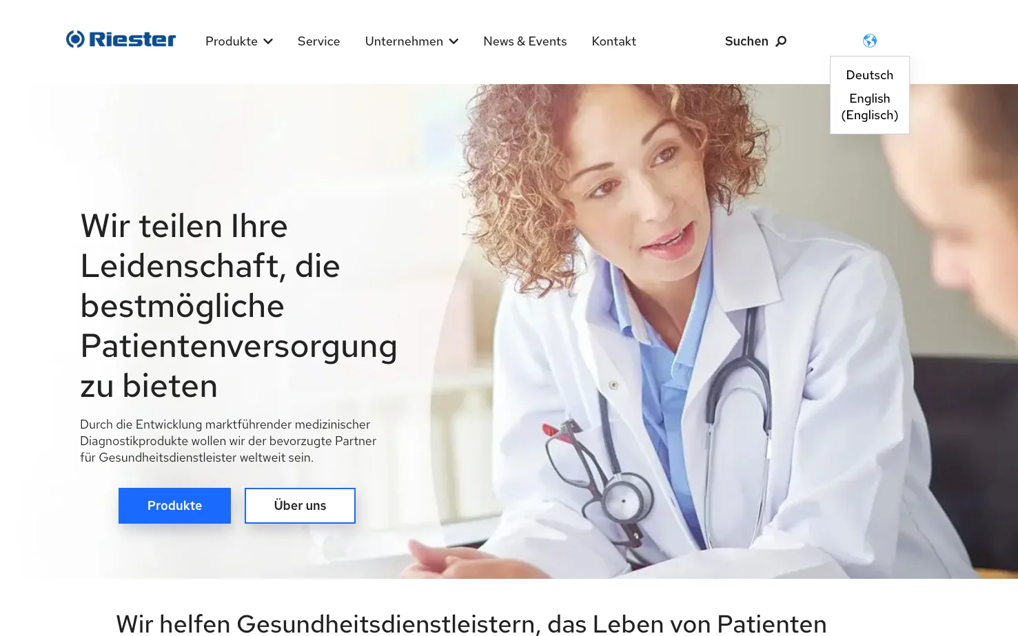 Screenshot-Beleg: Riester — Kriterium 1.5 Sprachauswahl