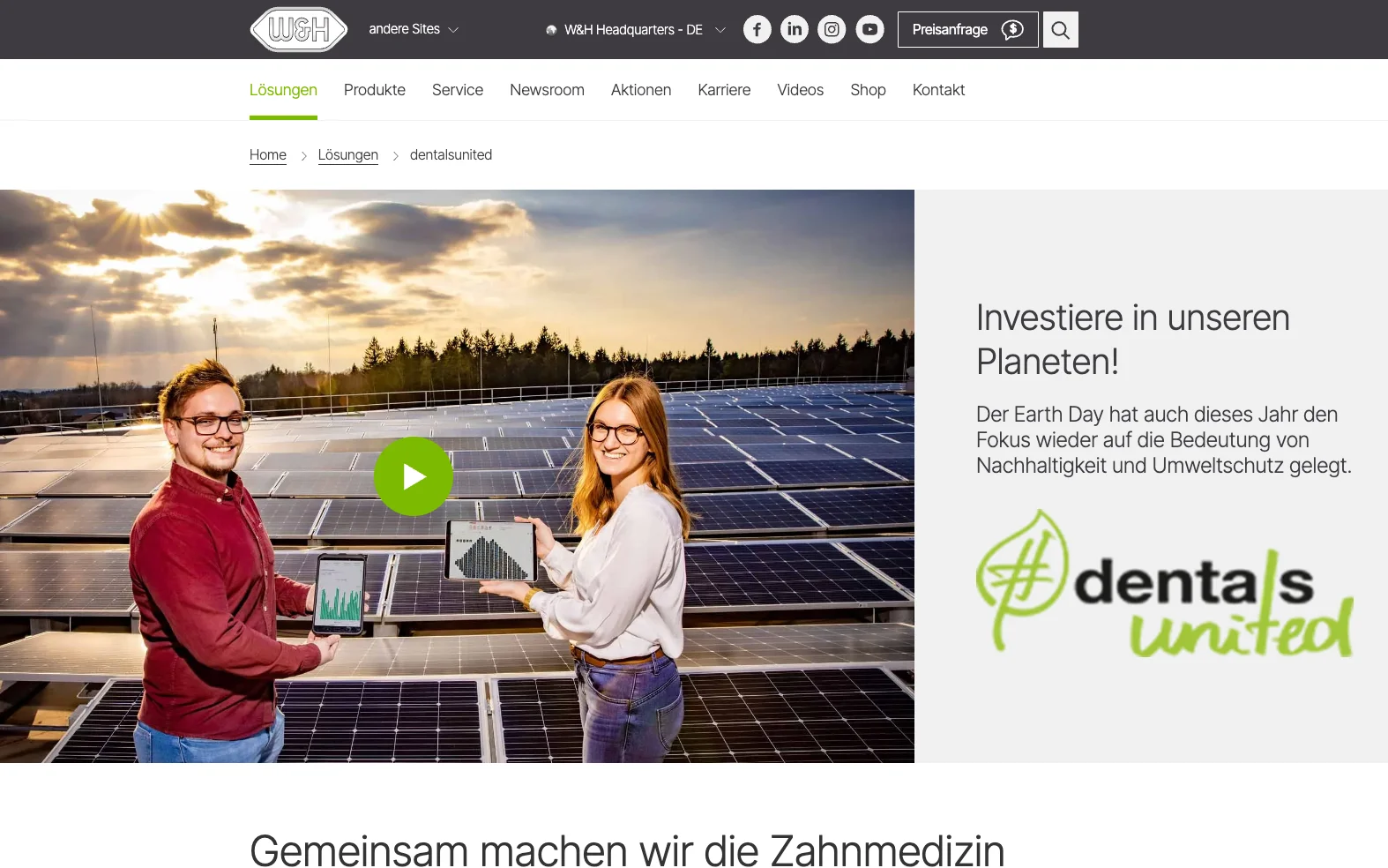 Screenshot-Beleg: W&H Dentalwerk — Kriterium 2.5 Einstieg über Anwendung