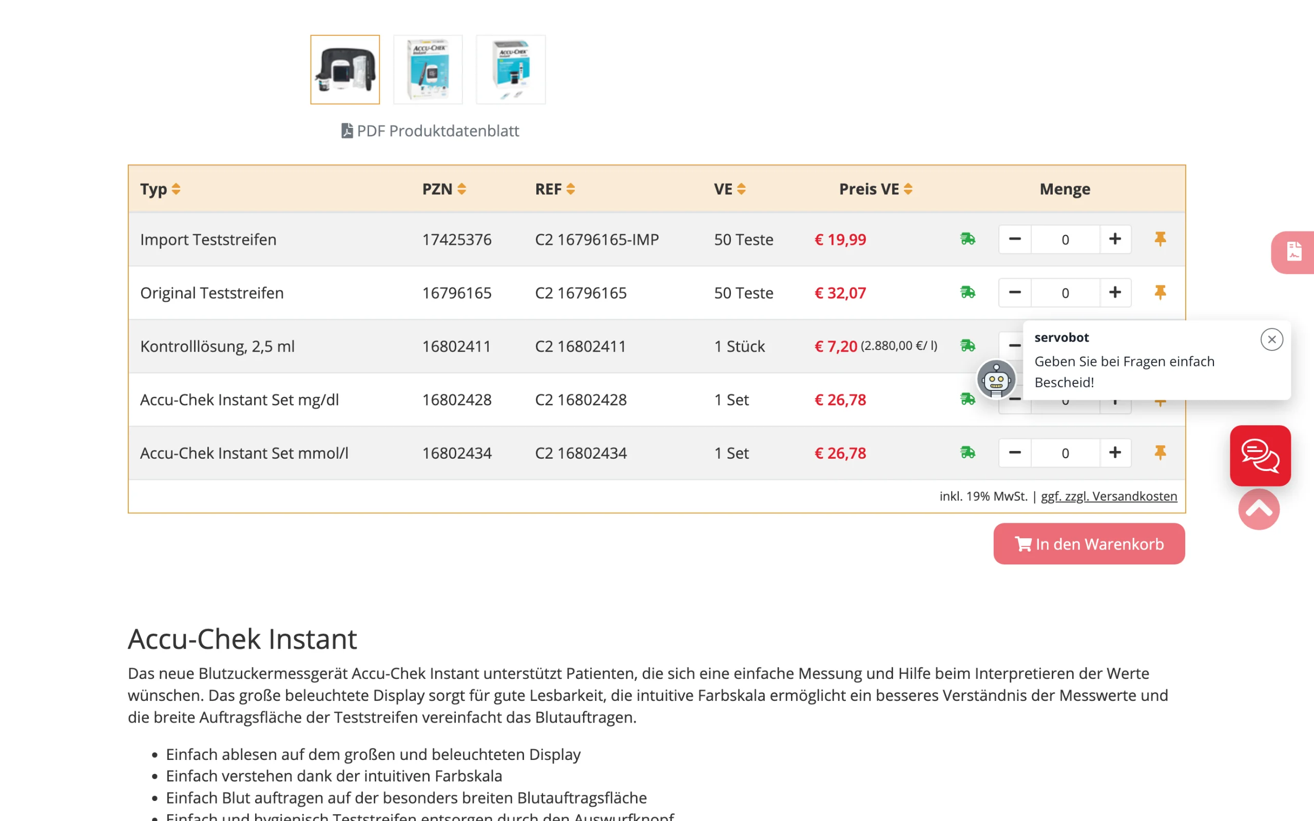 Screenshot-Beleg: Servoprax — Kriterium 1.2 Grundpreis / €-pro-Einheit