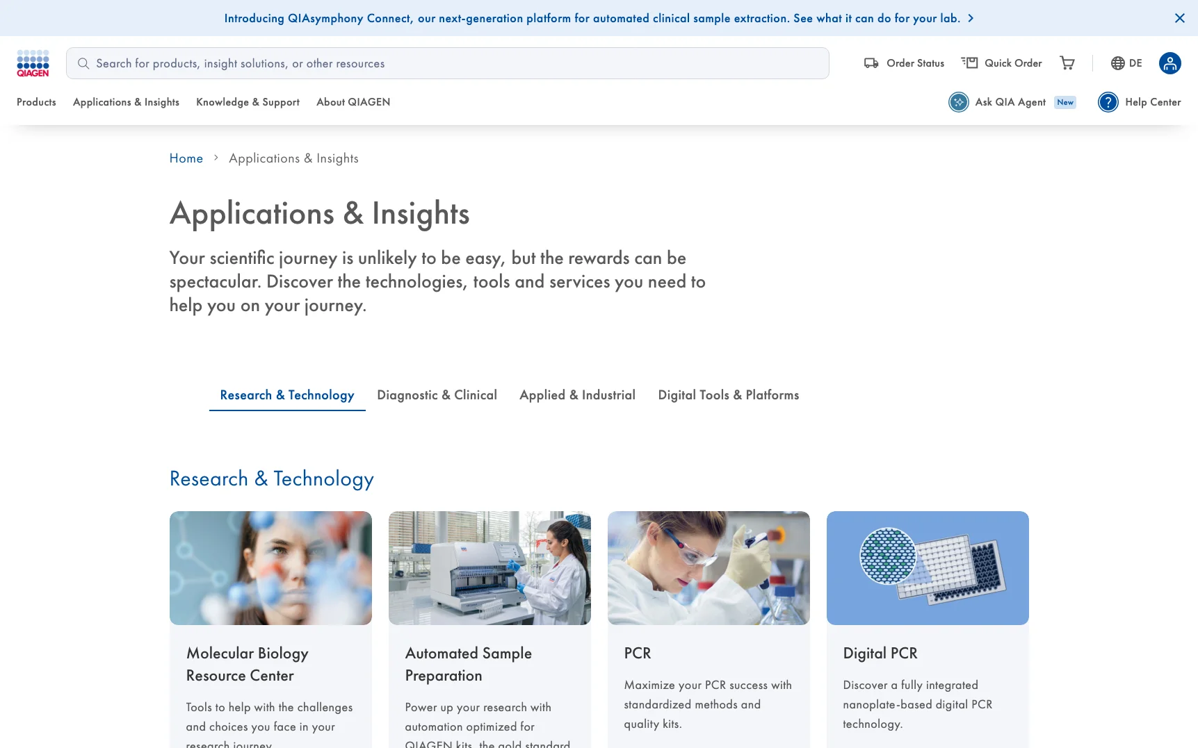 Screenshot-Beleg: QIAGEN — Kriterium 2.5 Einstieg über Anwendung