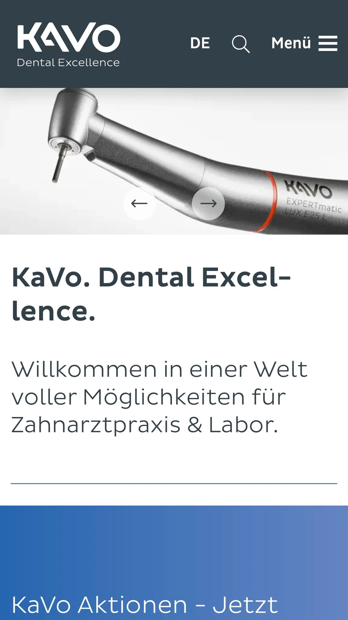 Screenshot-Beleg: KaVo Dental — Kriterium 7.5 Mobile Bedienbarkeit
