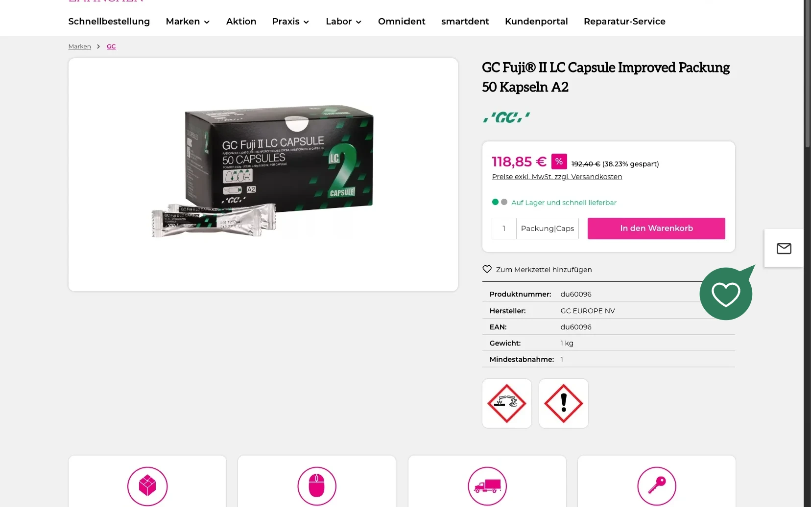 Screenshot-Beleg: Klapperzähnchen — Kriterium 6.1 Kontaktmöglichkeiten präsent