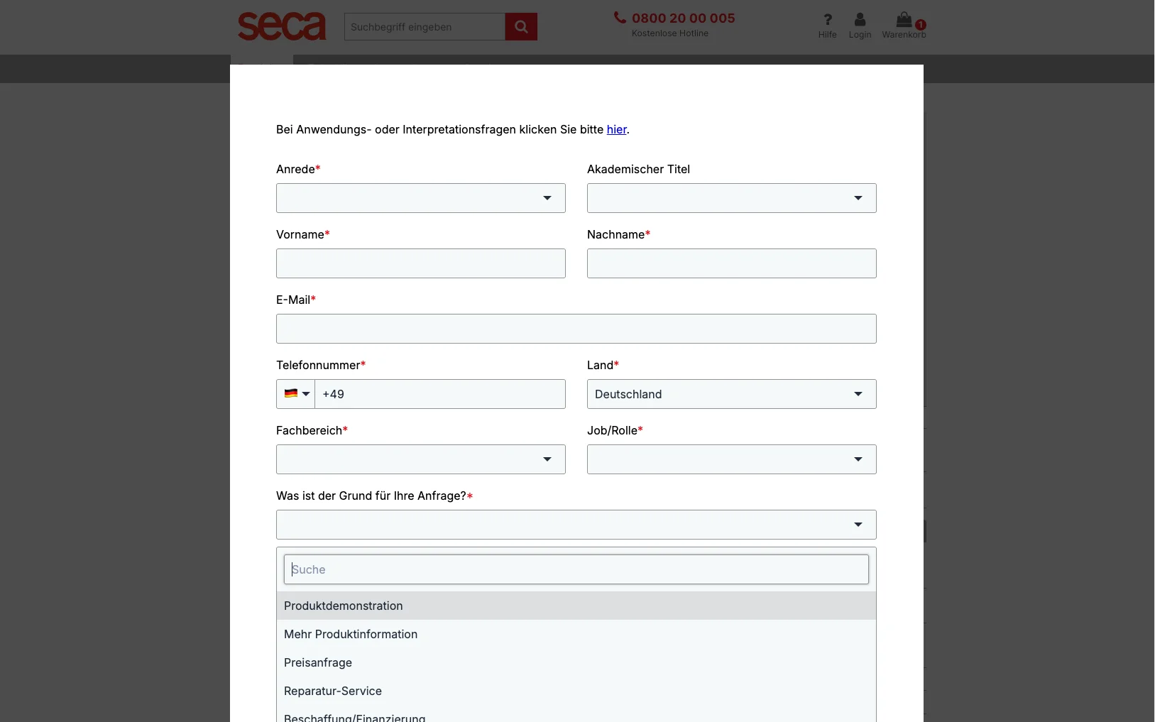 Screenshot-Beleg: SECA — Kriterium 4.10 Demo / Trial / Probe anforderbar