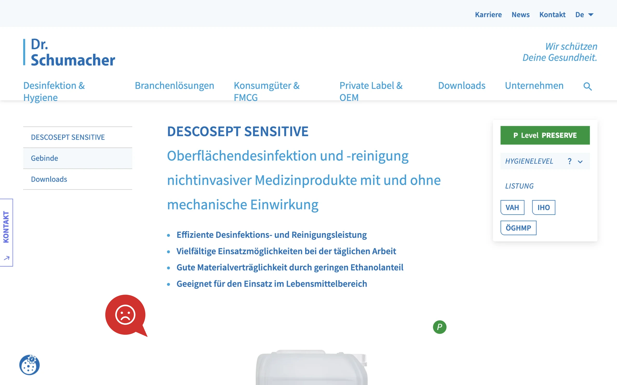 Screenshot-Beleg: Dr. Schumacher — Kriterium 4.6 Anwendungs-/Demo-Video auf der Produktseite