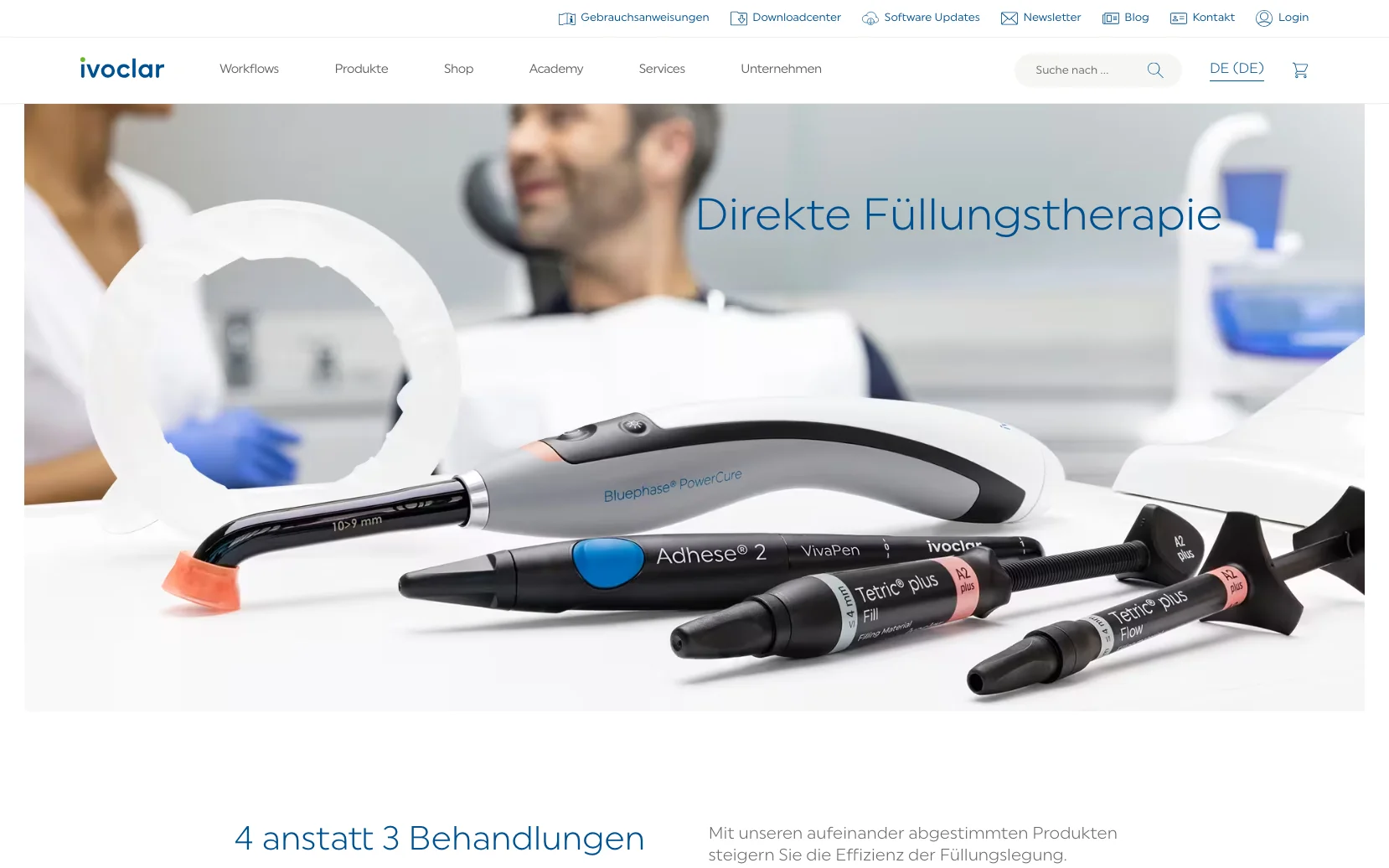 Screenshot-Beleg: Ivoclar Vivadent — Kriterium 2.5 Einstieg über Anwendung