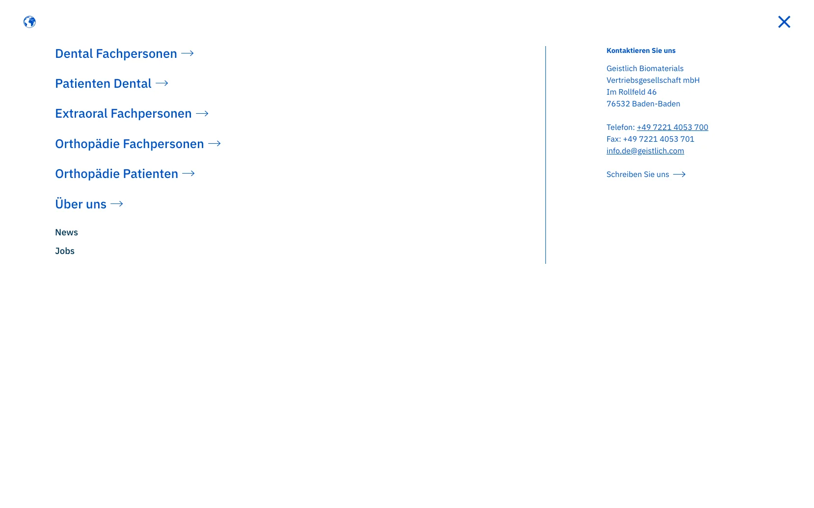 Screenshot-Beleg: Geistlich — Kriterium 6.1 Kontaktmöglichkeiten präsent