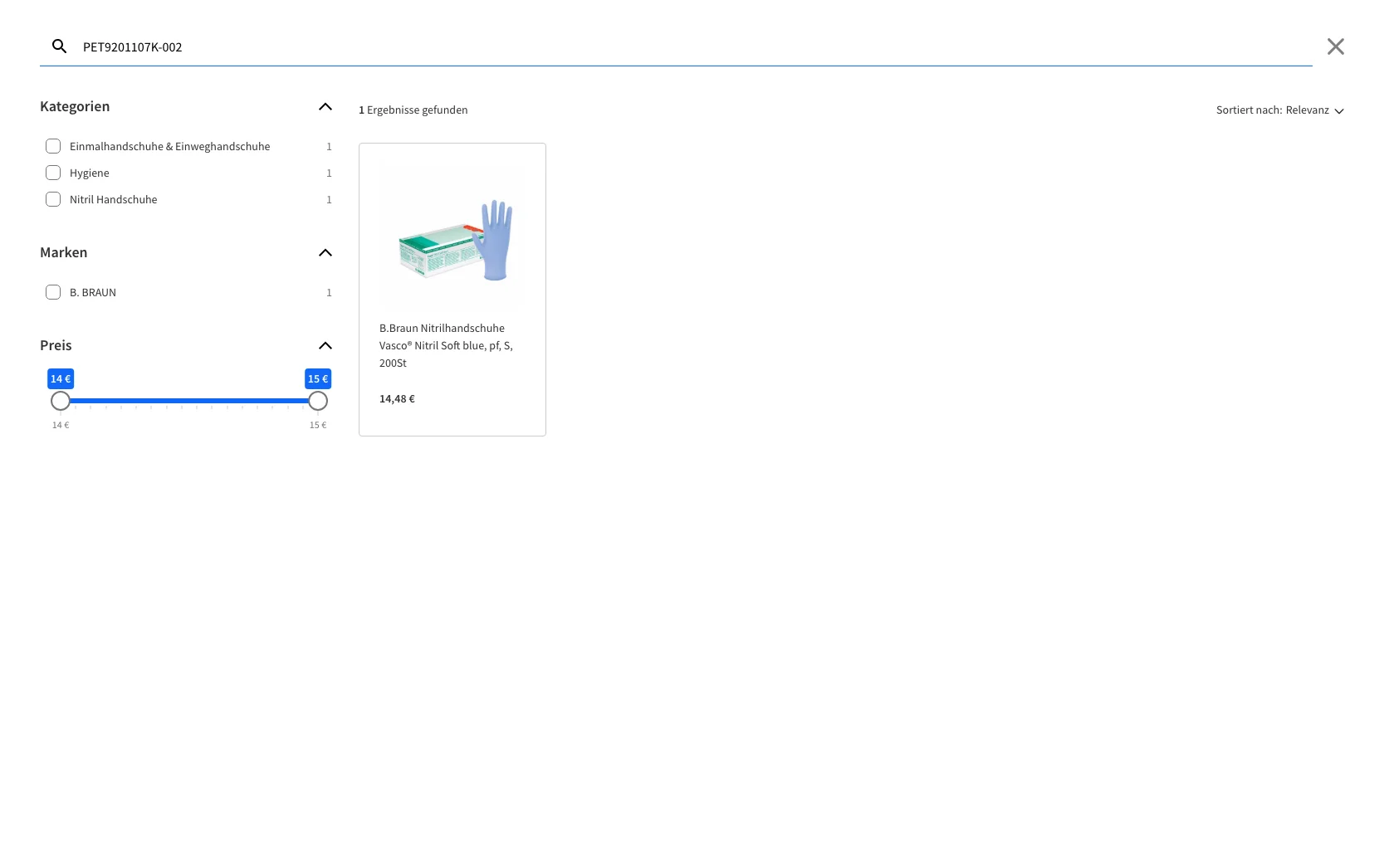 Screenshot-Beleg: medicalcorner24 — Kriterium 2.2 Suche per Artikelnr./PZN/REF