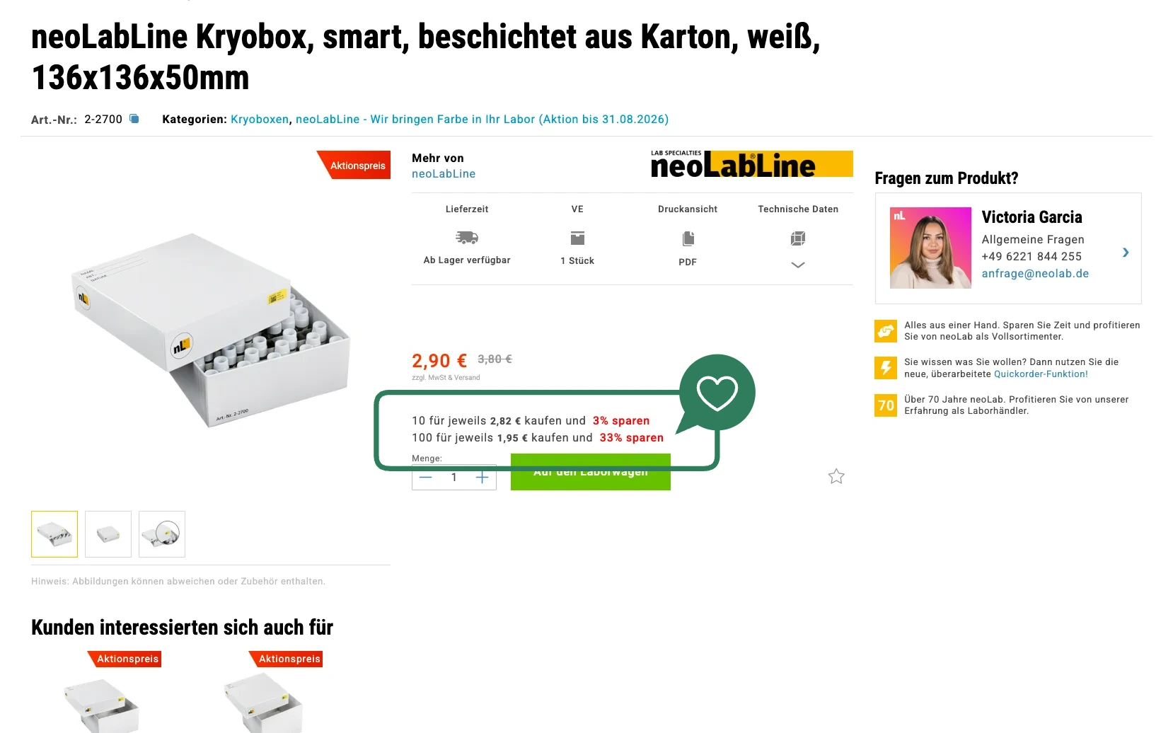 Screenshot-Beleg: neoLab — Kriterium 1.3 Staffelpreise / Mengenrabatte