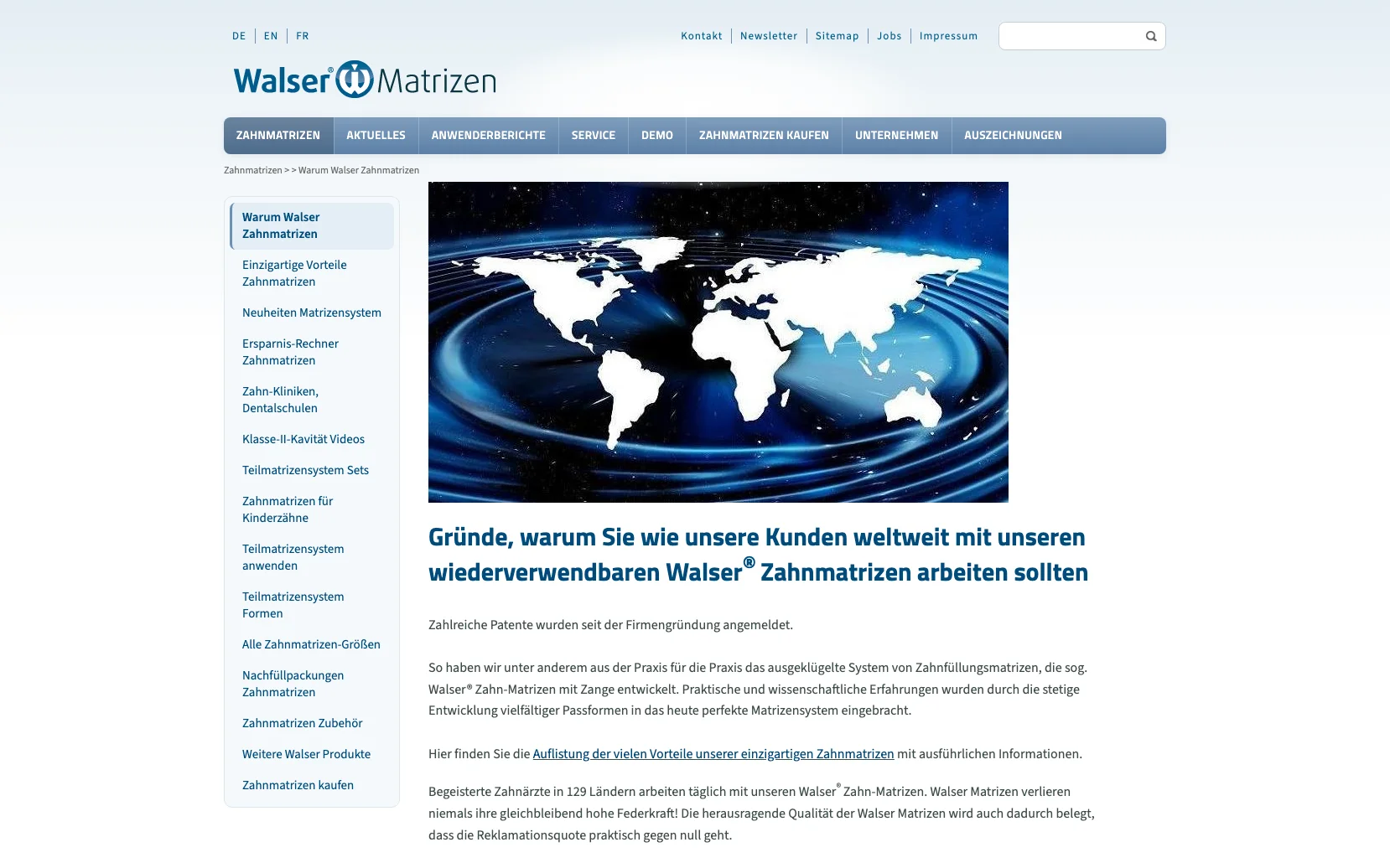 Screenshot-Beleg: Dr. Walser Dental GmbH — Kriterium 2.5 Einstieg über Anwendung