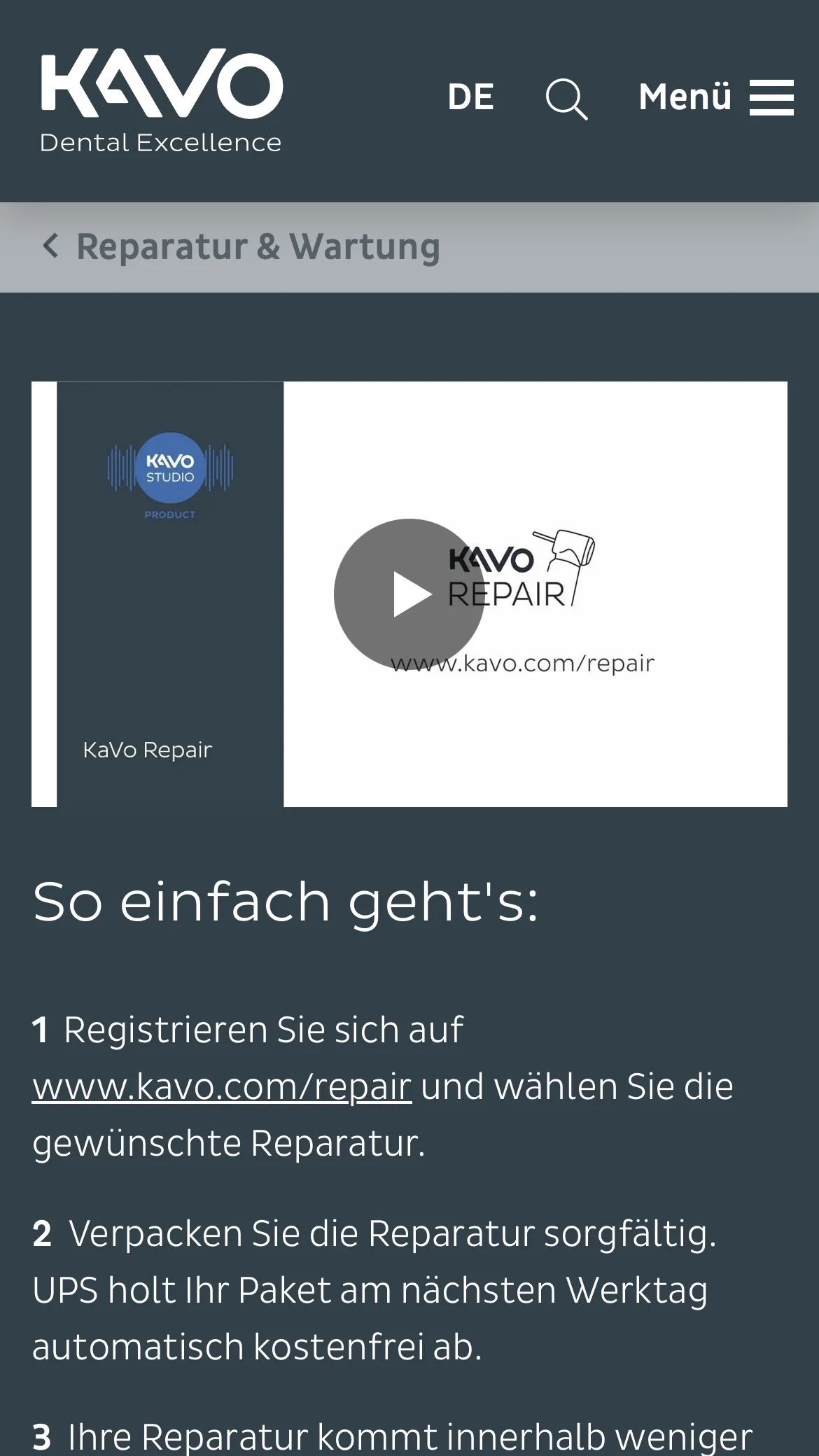 Weiterer Beleg: KaVo Dental — Kriterium 7.5