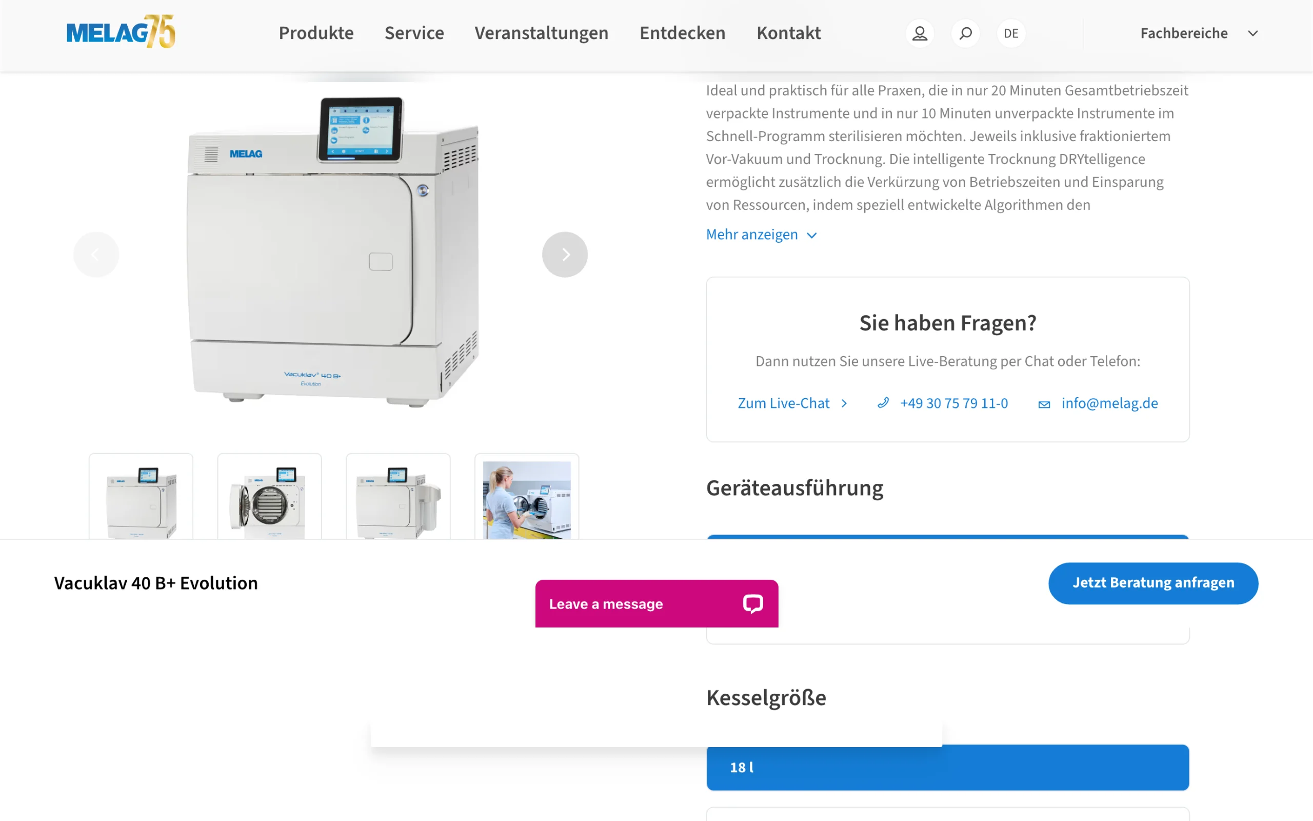 Beleg zu Kriterium 6.1: MELAG