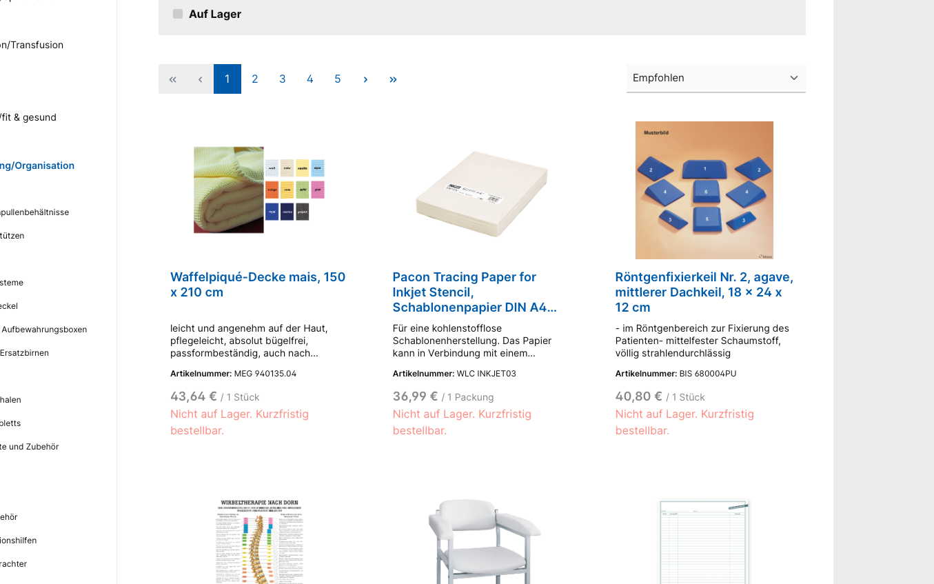 Screenshot-Beleg: Megro — Kriterium 3.3 Produktidentifikation in der Produktliste