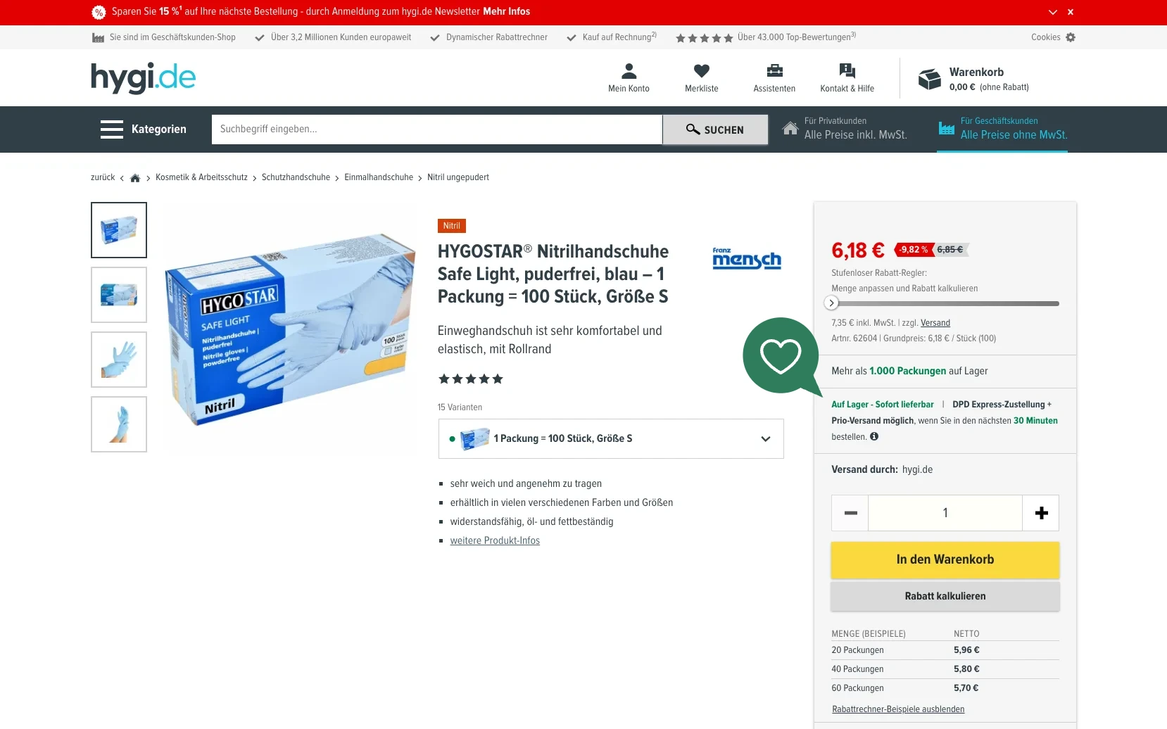 Beleg zu Kriterium 5.3: hygi.de