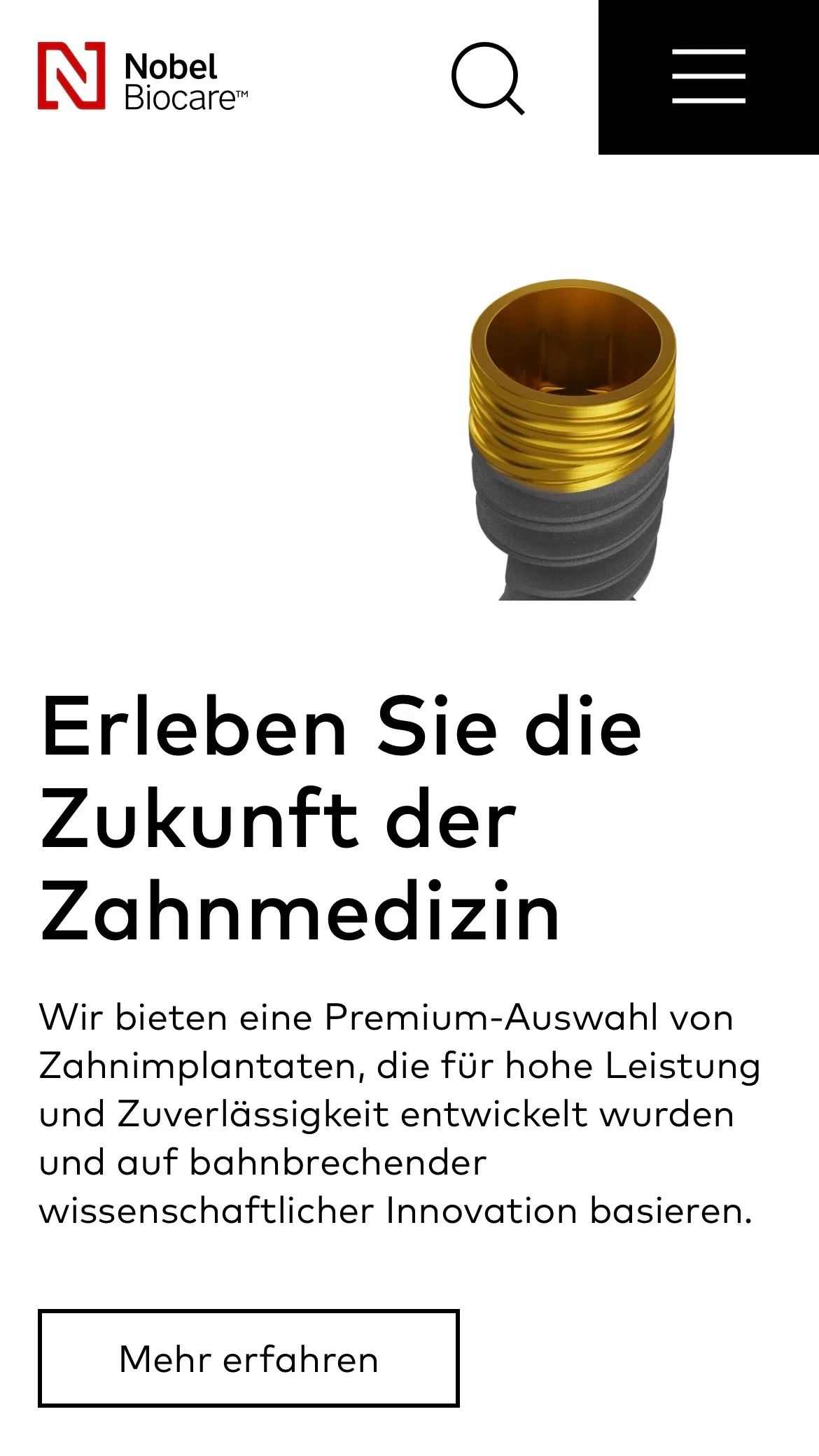 Screenshot-Beleg: Nobel Biocare — Kriterium 7.5 Mobile Bedienbarkeit