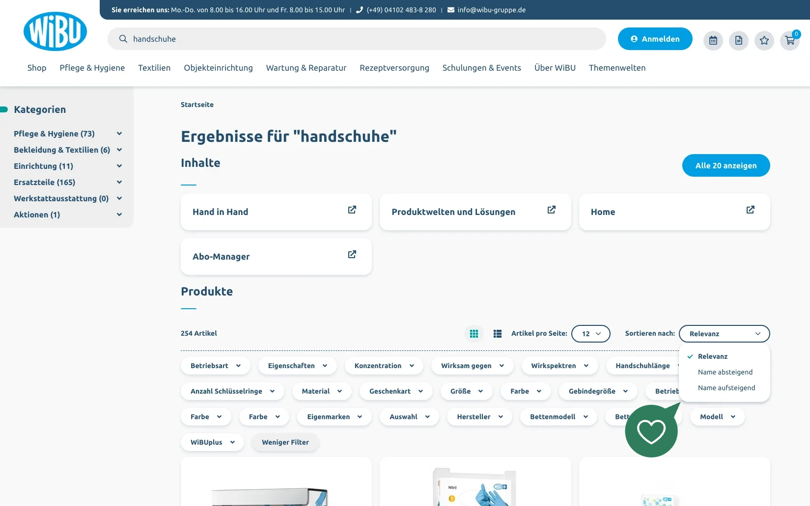 Screenshot-Beleg: WiBU PflegePlus — Kriterium 3.2 Sortieroptionen