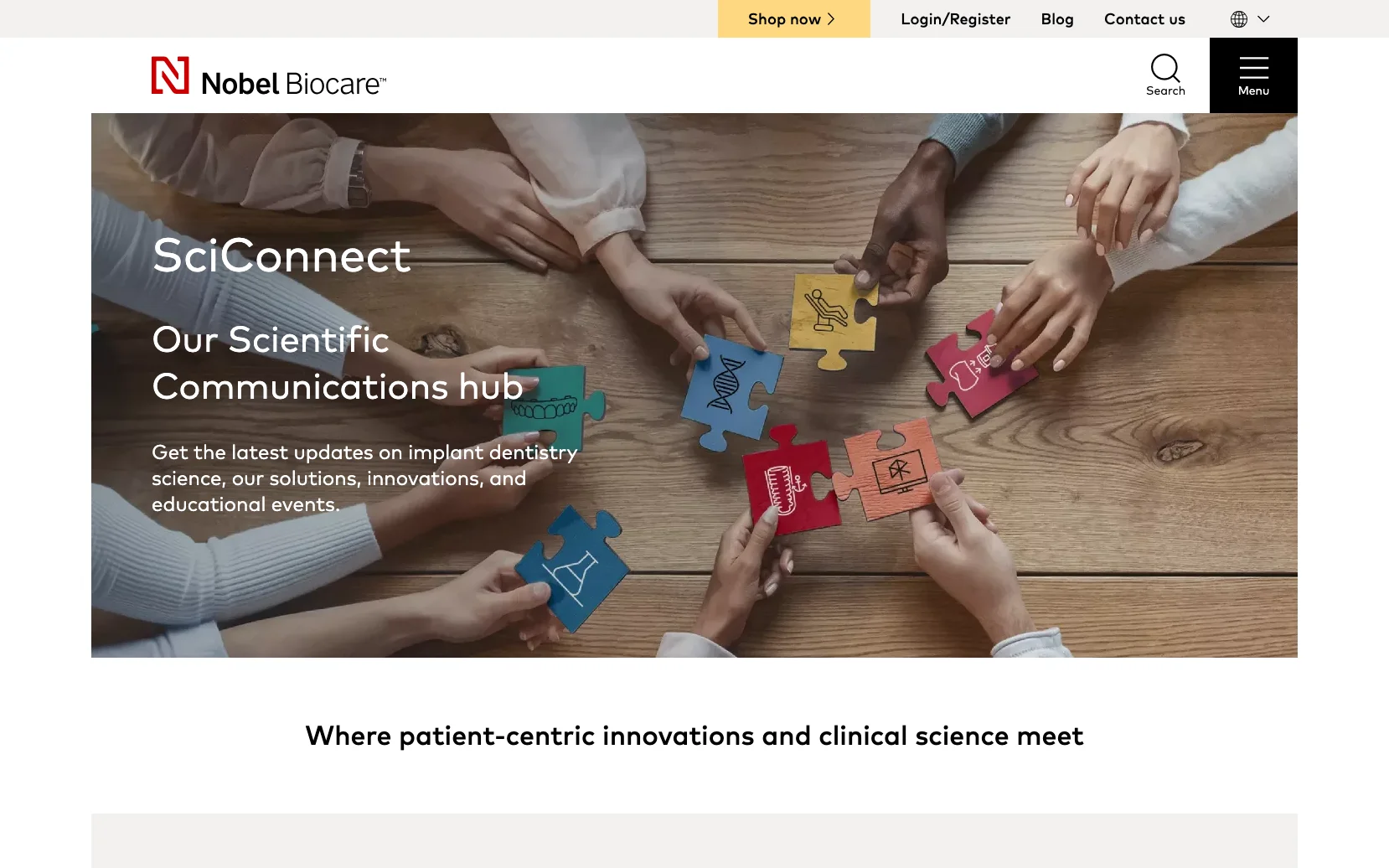 Screenshot-Beleg: Nobel Biocare — Kriterium 6.7 Content-/Ratgeber-Bereich