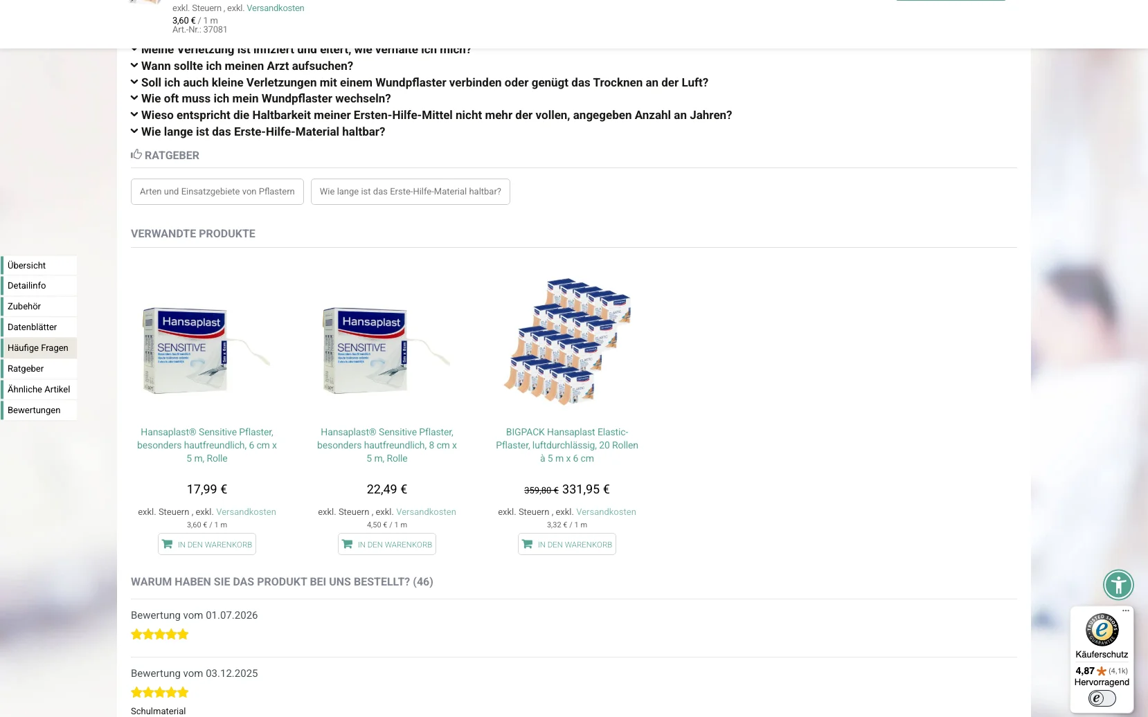 Screenshot-Beleg: erstehilfeshop.de — Kriterium 4.9 Passende Produkte & Zubehör