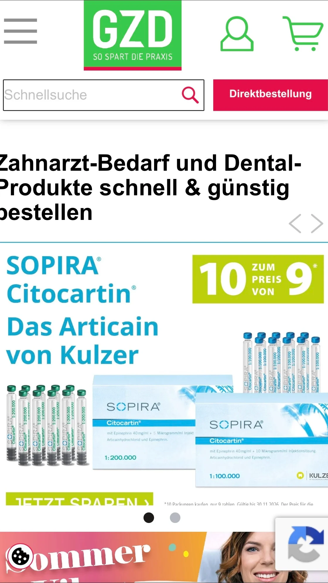 Screenshot-Beleg: Geiz Dental — Kriterium 7.5 Mobile Bedienbarkeit