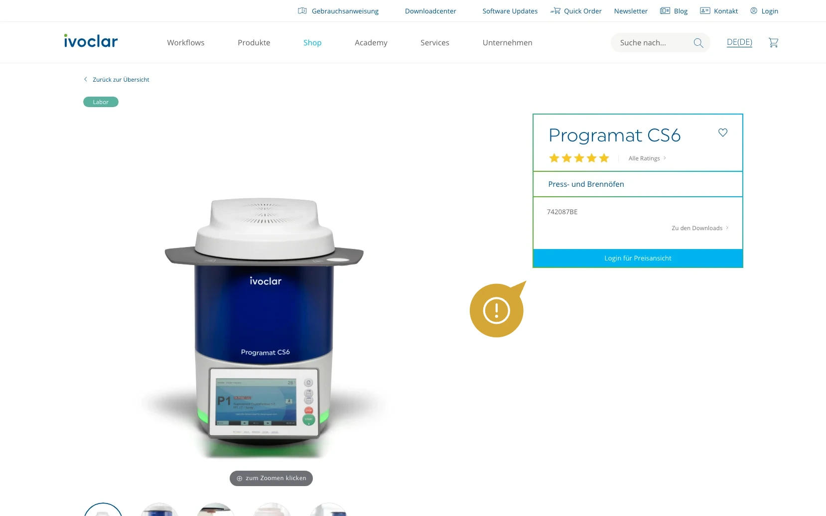 Screenshot-Beleg: Ivoclar Vivadent — Kriterium 5.1 „Wo kaufen"-Info auf Site