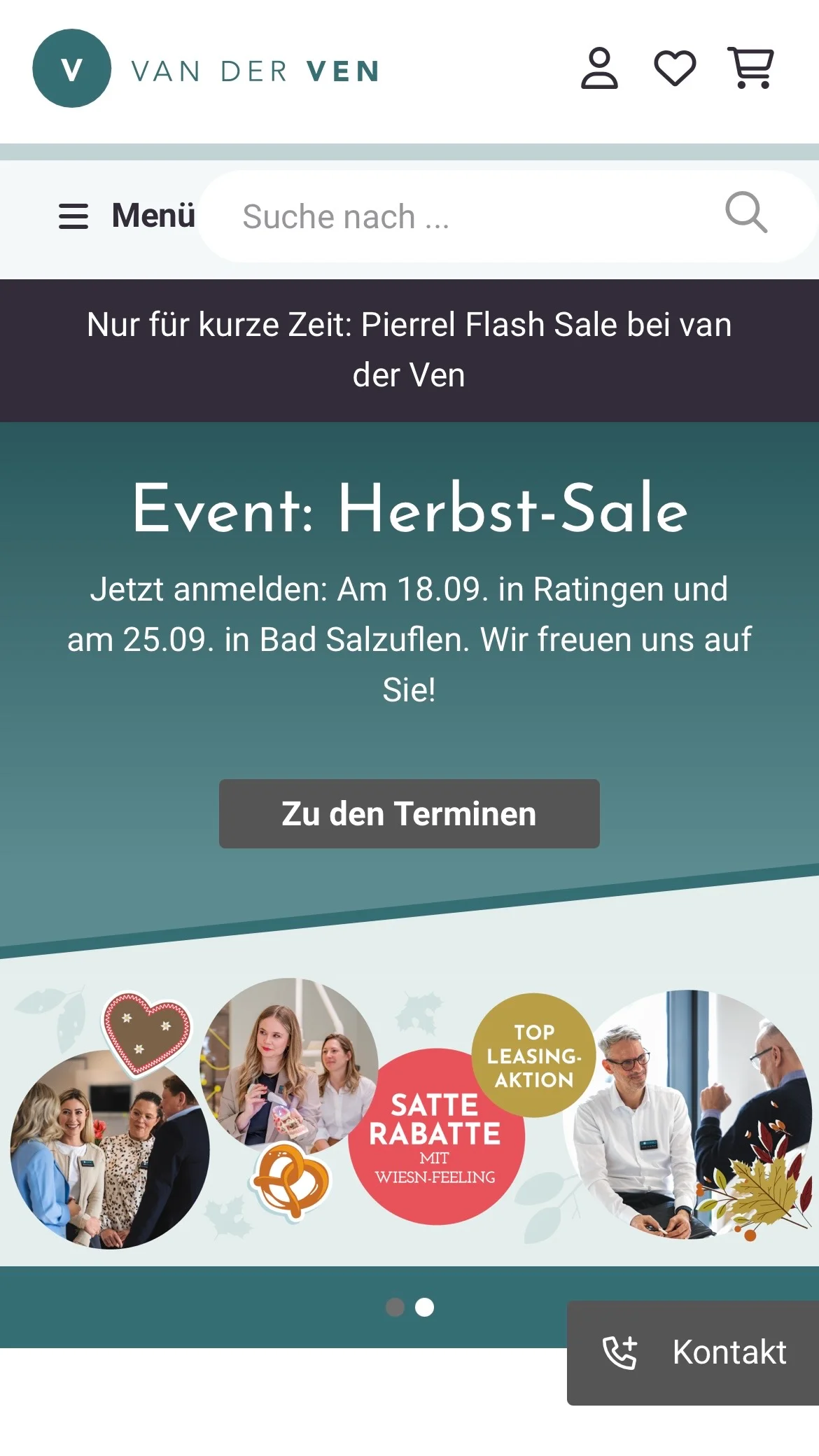 Screenshot-Beleg: van der Ven Dental — Kriterium 7.5 Mobile Bedienbarkeit